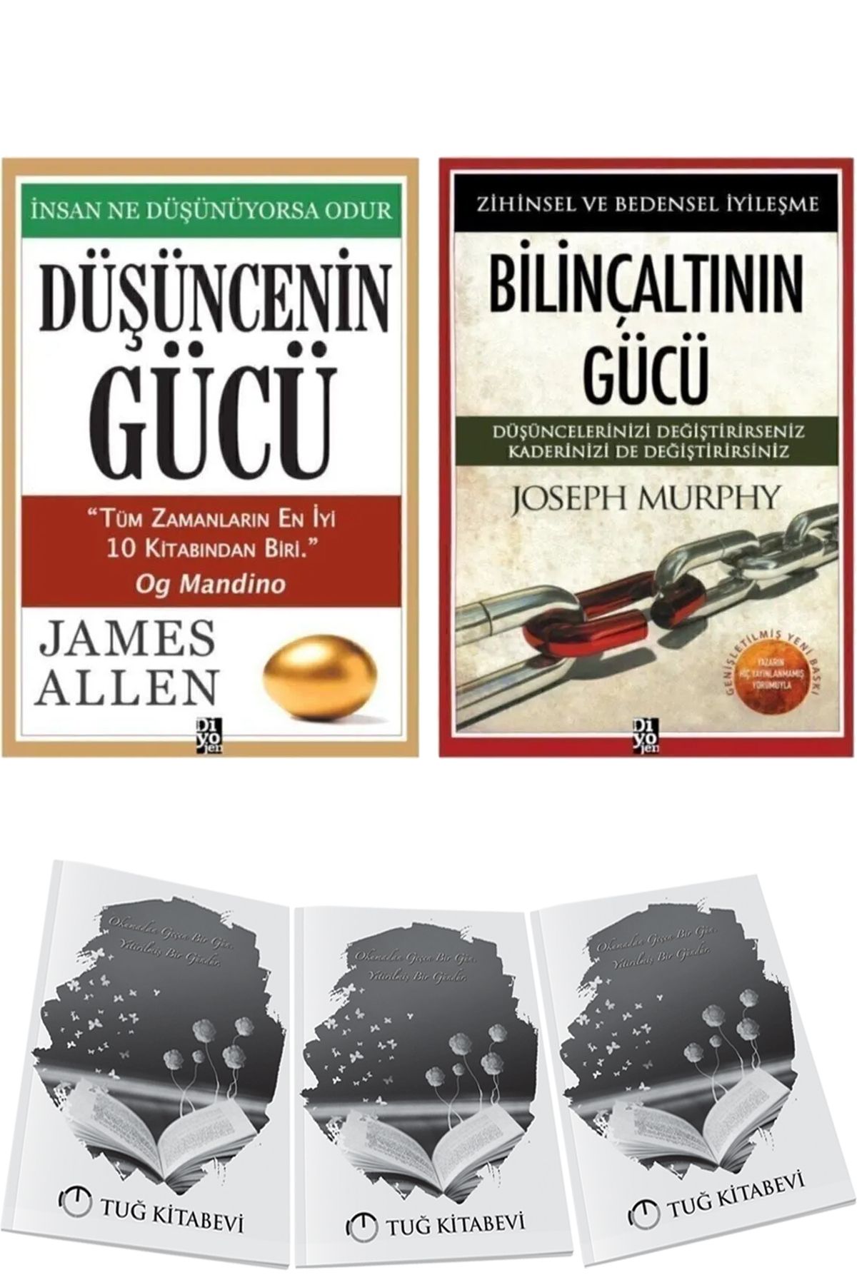 Diyojen Yayıncılık Düşüncenin Gücü James Allen - Bilinçaltının Gücü Joseph Murphy 2 Kitap Set + Hediyeli
