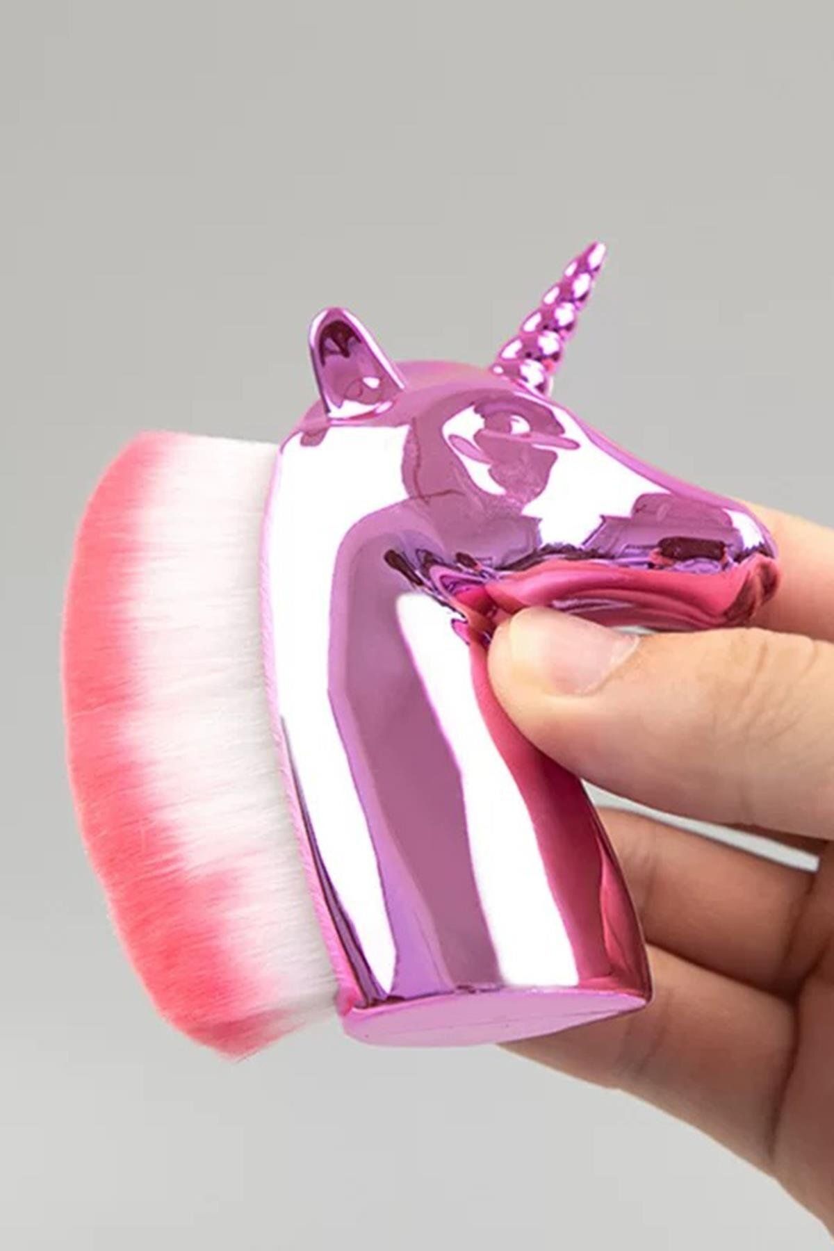 TAKIŞTIR Pembe Renk Unicorn Figürlü Allık/Makyaj Fırçası