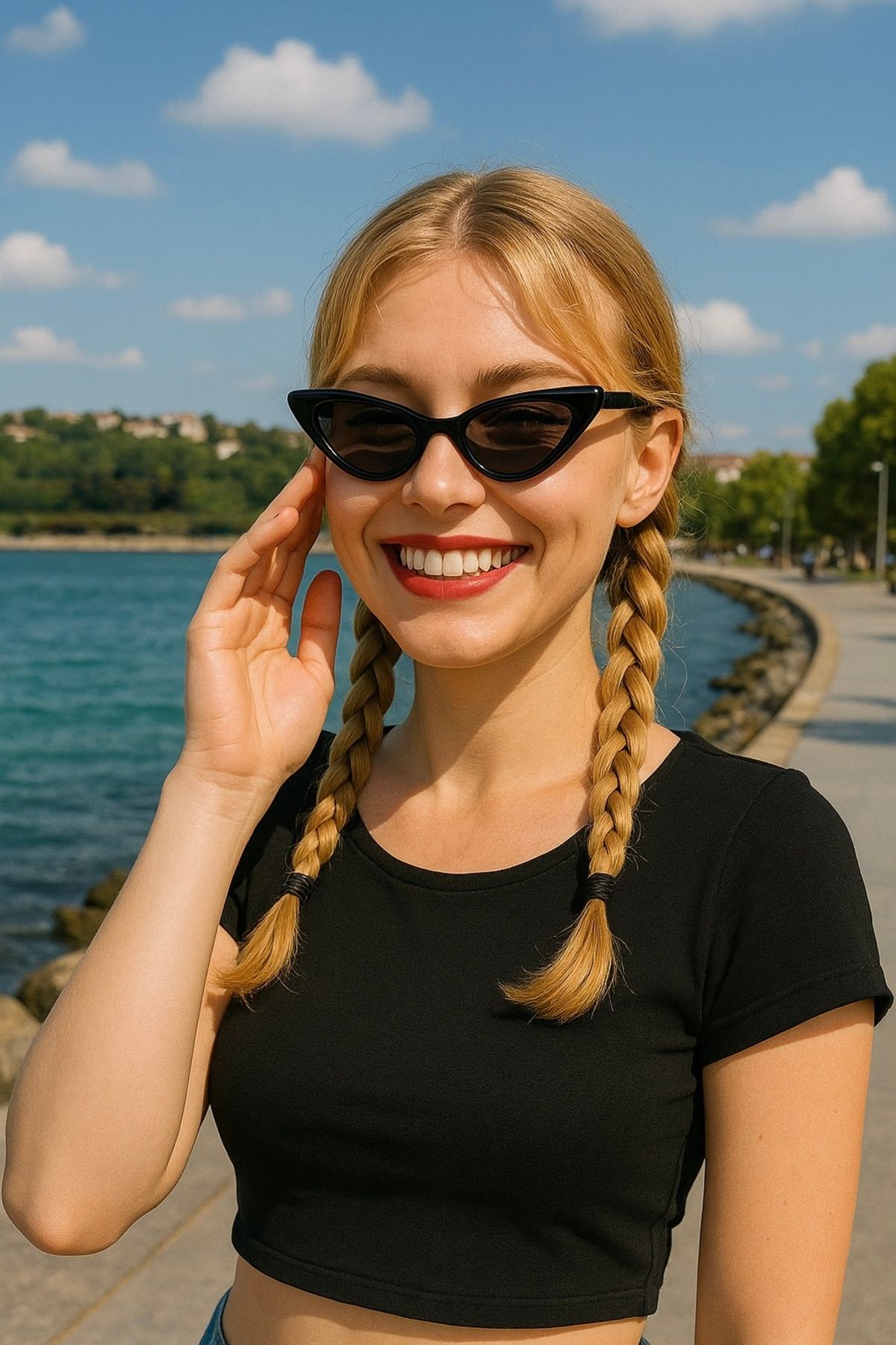 wesscollection Kadın Siyah Cat Eye Güneş Gözlüğü