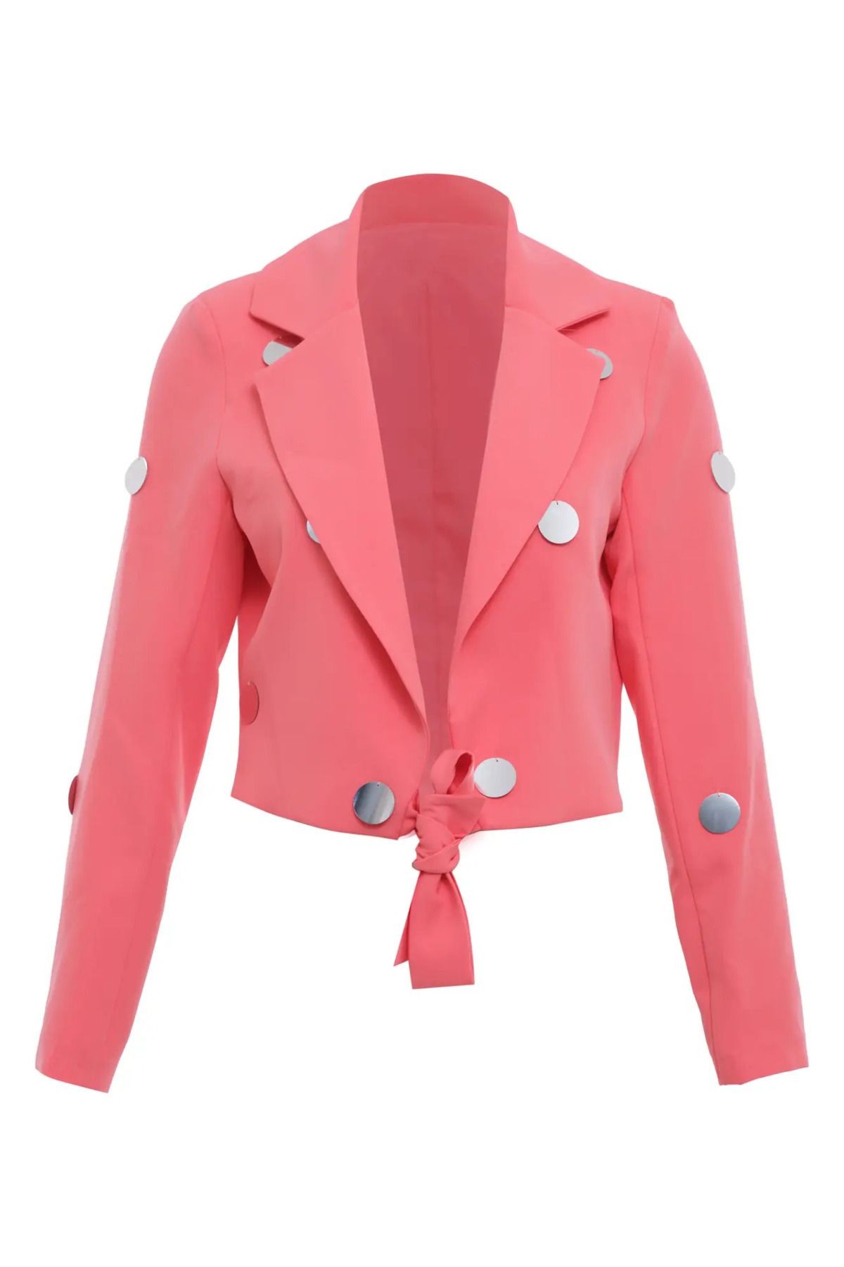 Keikei Desenli krep uzun kol kısa jacket