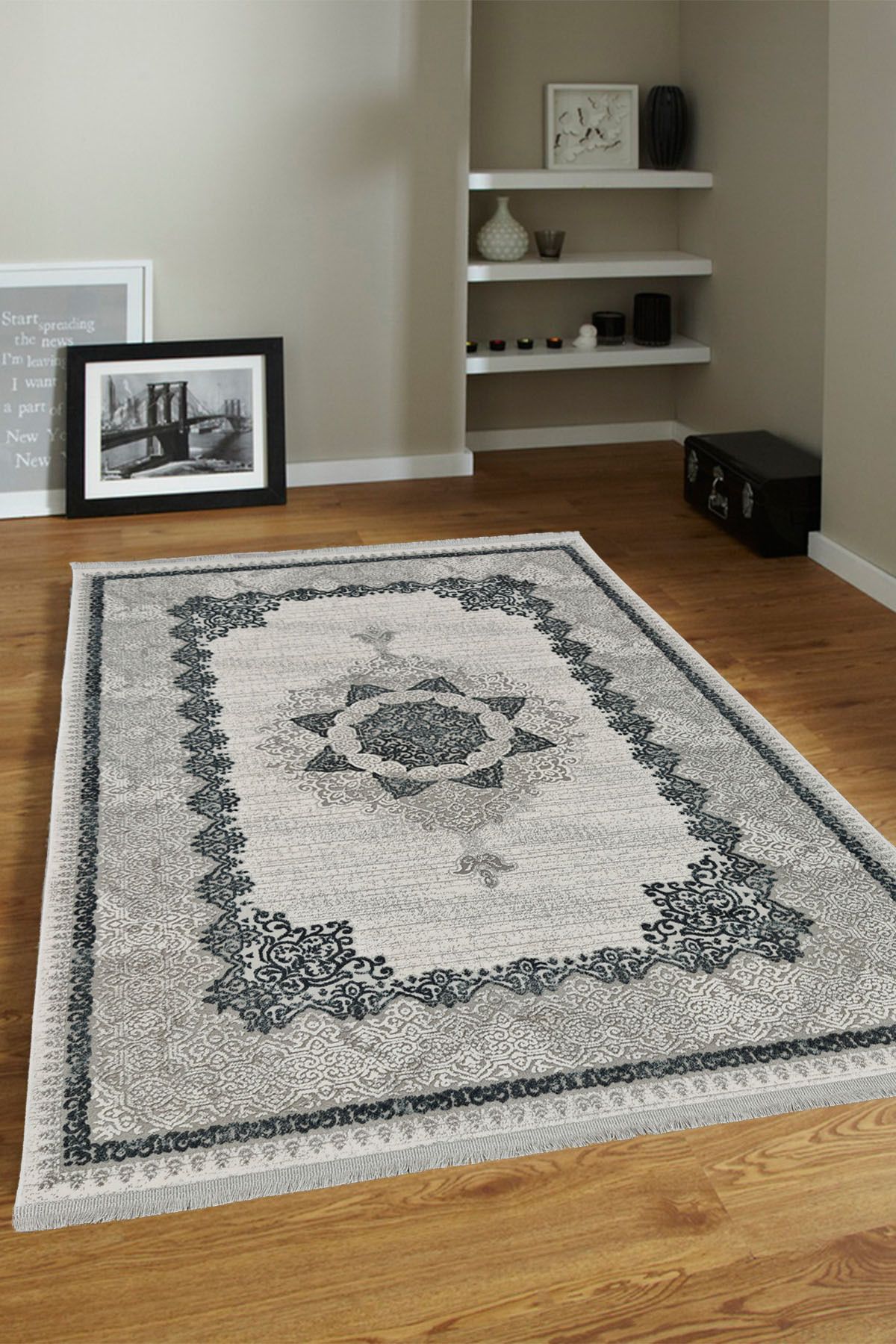 ünalcarpet 4 Metrekare - 6 Metrekare %100 Akrilik (Yün) Salon Oturma Odası Mutfak Halısı Yumuşak Doku Bej Krem