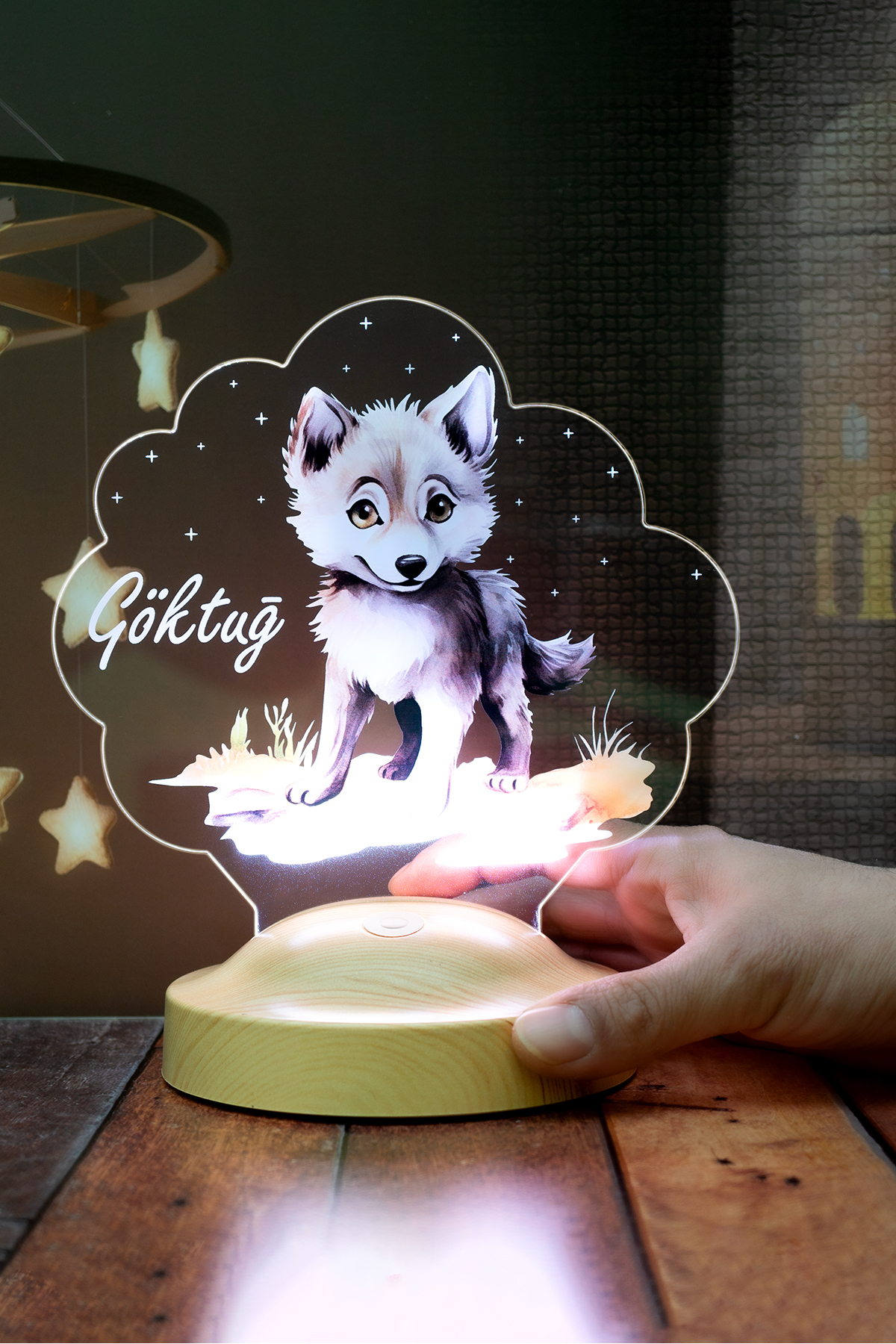SEVGİLAMBASI Sevimli Kurt Çocuk Odası Gece Lambası, Kurt Köpeği Bebek Doğum Günü Hediyesi, İsimli Çocuk Hediyesi fotoğrafı 6 (önizleme)
