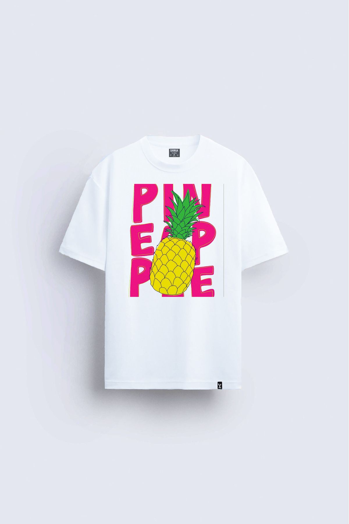 Darkia Ananas Baskılı Bisiklet Yaka Unisex Beyaz Tişört T-shirt
