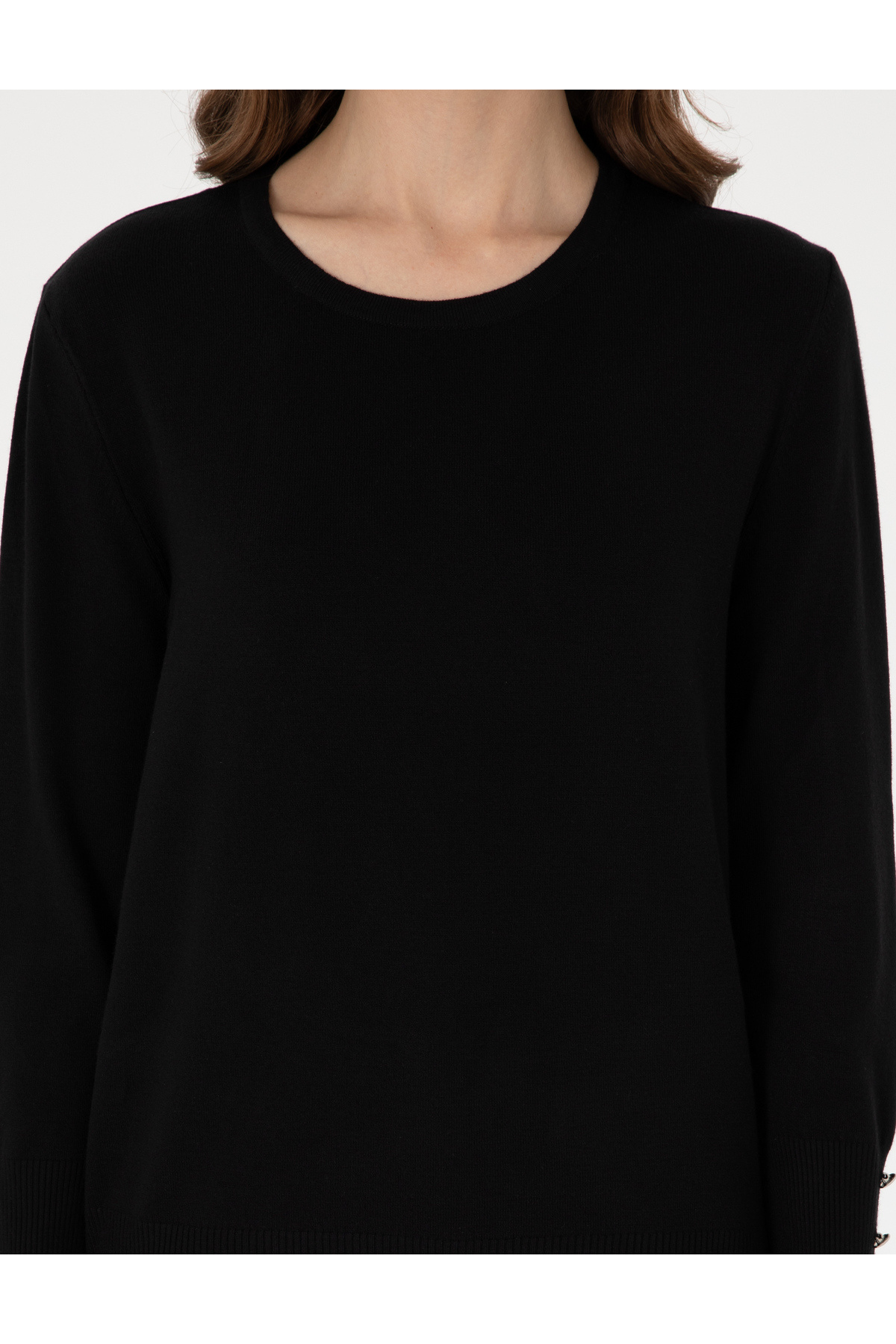 Pierre Cardin  Siyah Slim Fit Bisiklet Yaka Basic Kazak 50310735-VR046 - Görsel 6