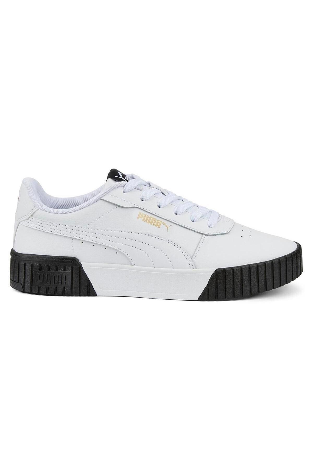 Puma Kadın Bağcıklı Günlük Sneaker Ayakkabı Beyaz ve Siyah Altın Renk