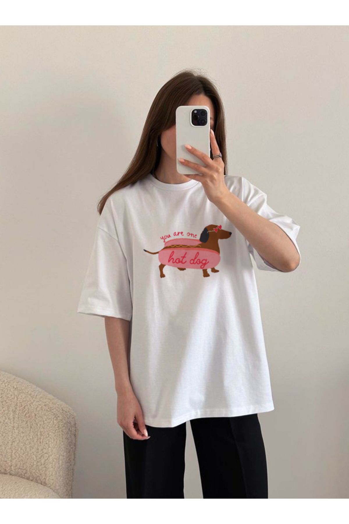Disante You Are One Hot Dog Baskılı Bisiklet Yaka Basic Trend Kadın T-shirt