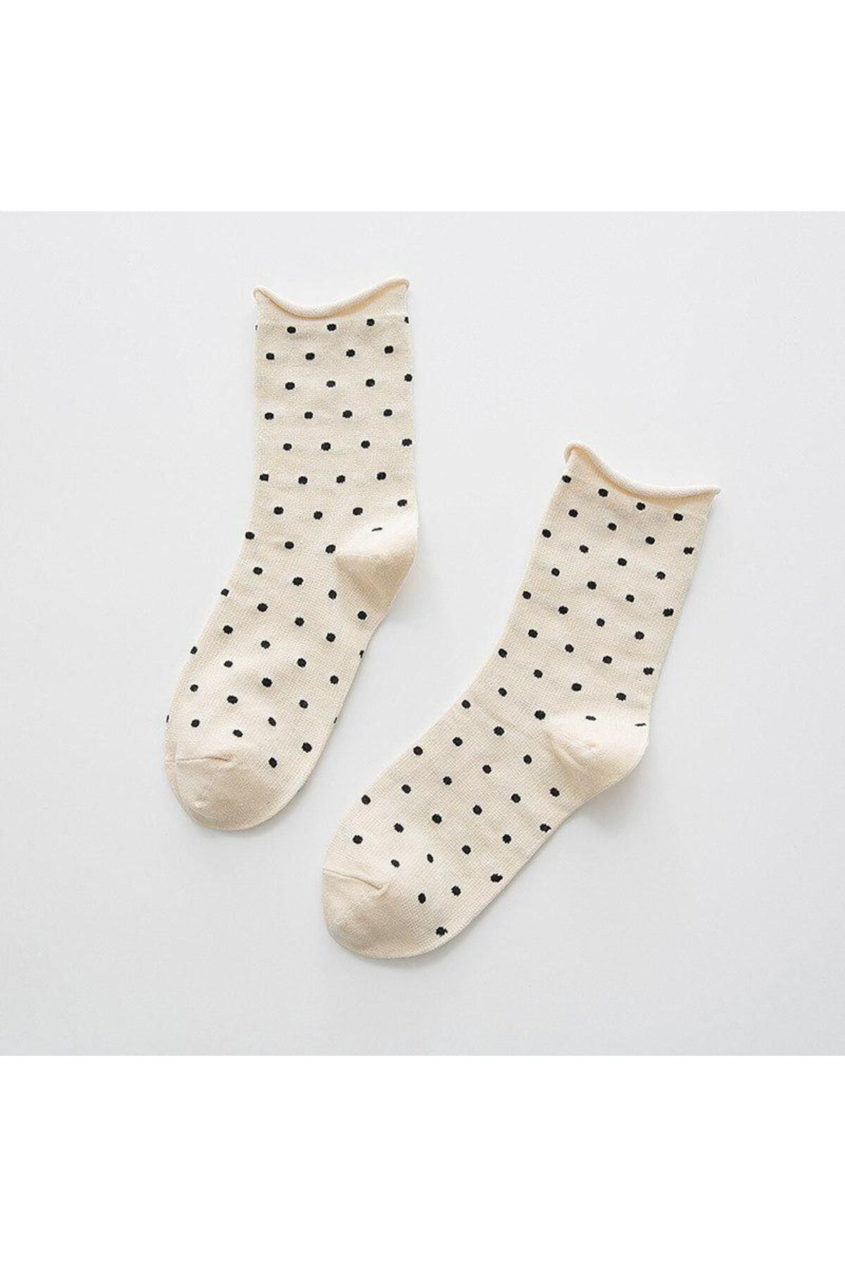 SOCKSHION-Women's Colorful Polka Dot Patterned Ultra Soft Elastic Diabetic Socks Set - 5 Pairs 5