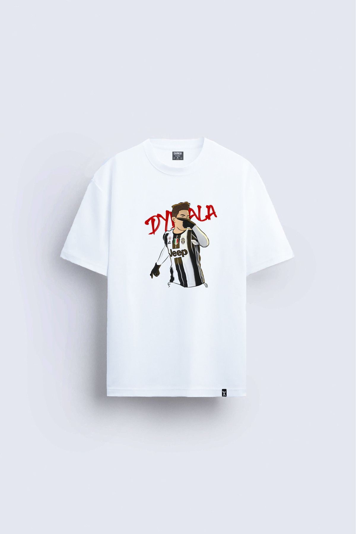 Darkia Futbolcu Dybala Baskılı Bisiklet Yaka Unisex Beyaz Tişört T-shirt