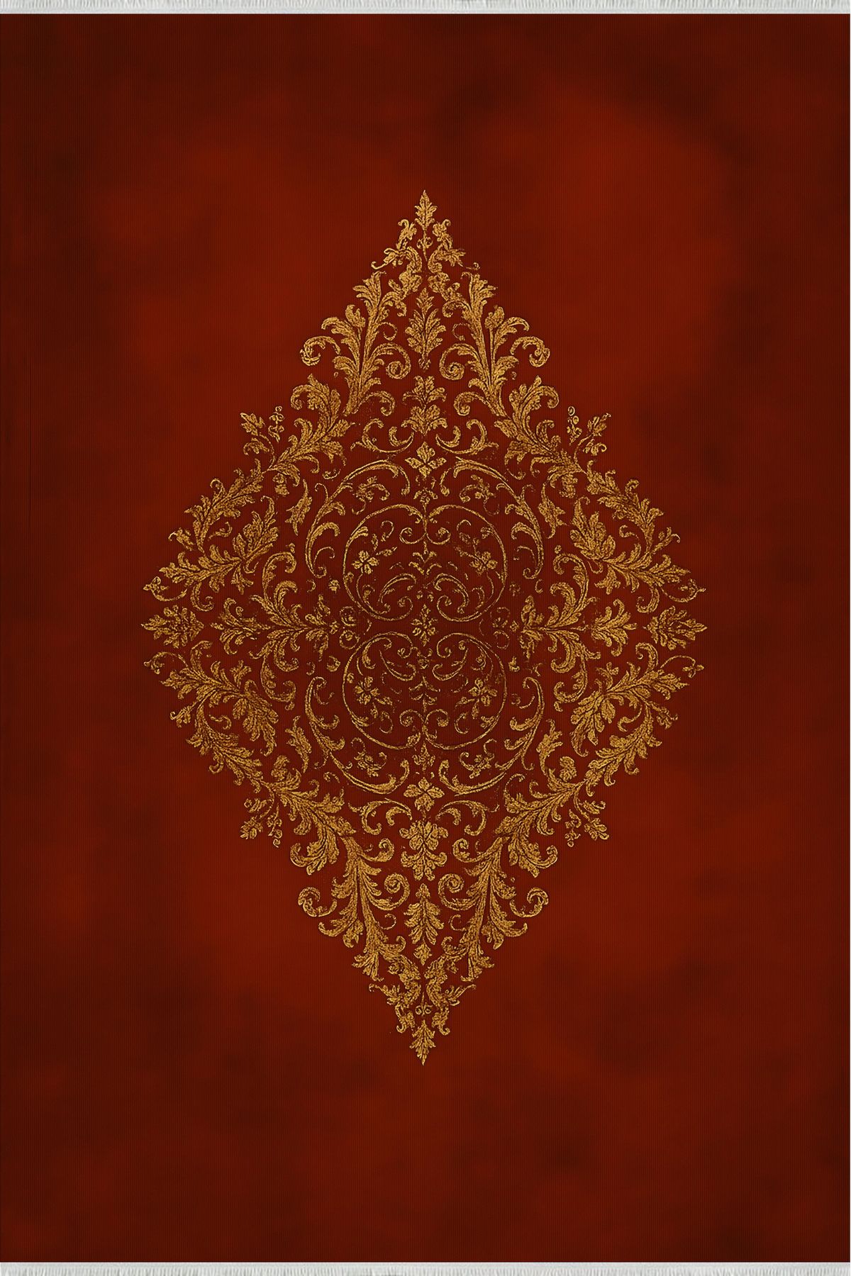 TNYLOF Makinede Yıkanabilir Kaymaz Halı – Osmanlı Desenli Bordo Altın | Dar Alanlara Uygun | 80x150