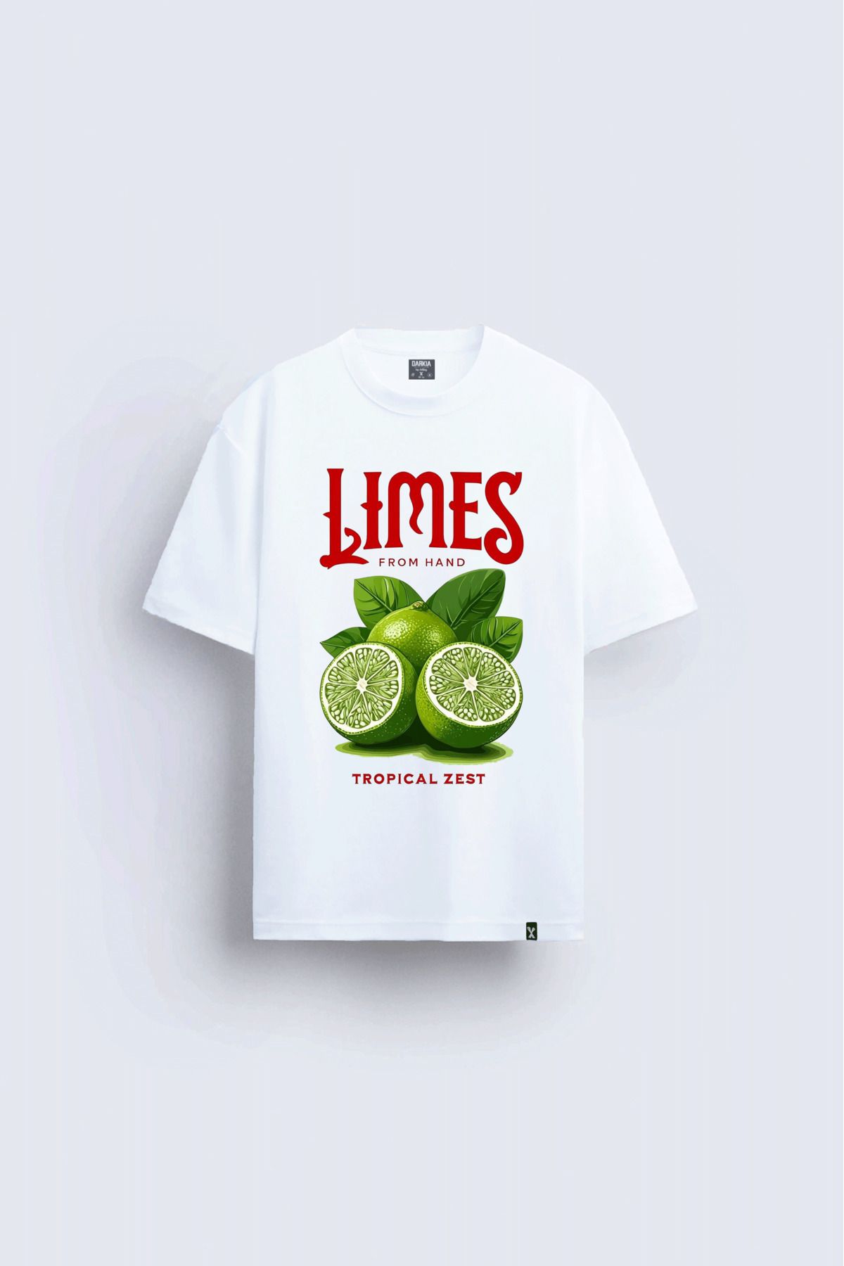 Darkia Lime Limon Lemon Baskılı Bisiklet Yaka Unisex Beyaz Tişört T-shirt