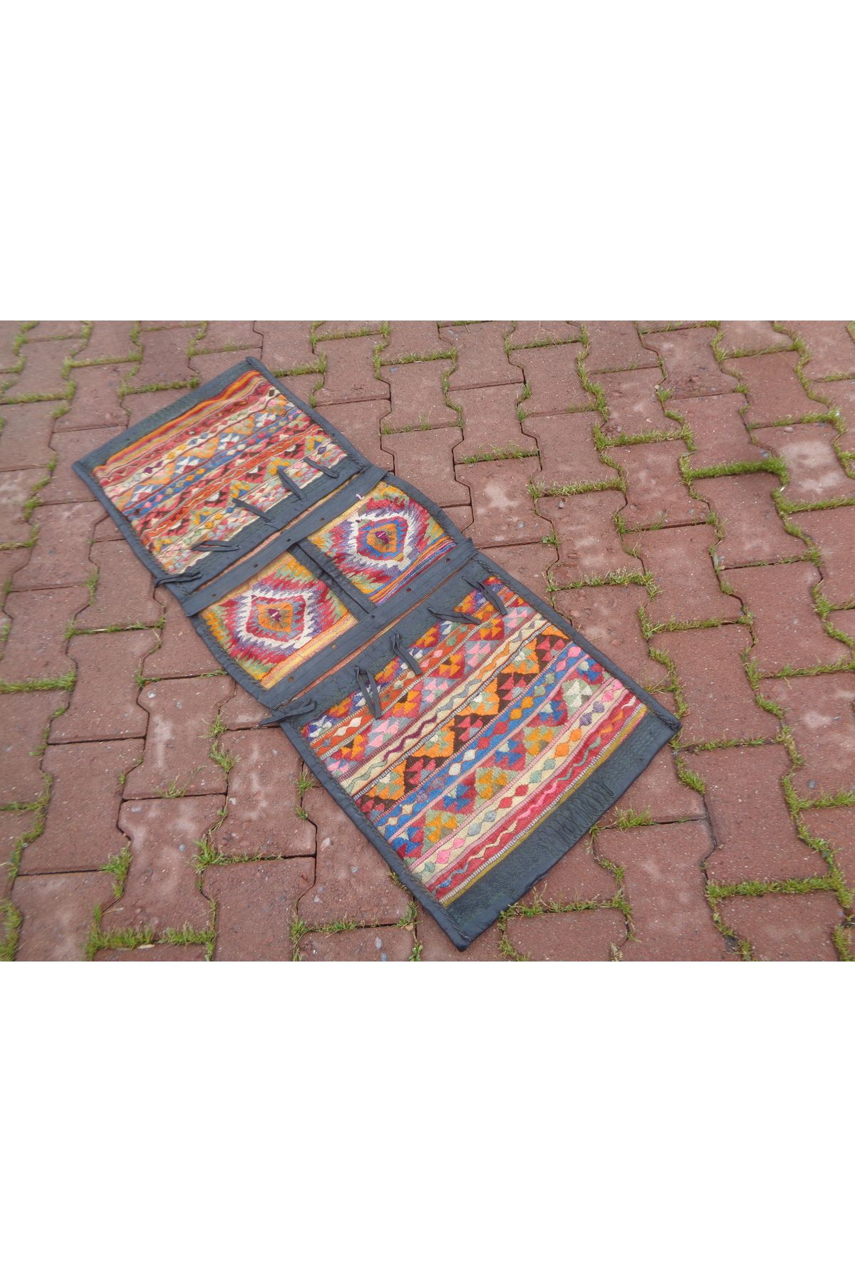 ŞAHMERDANOĞLU Şahmerdanoğlu 47x120 El Dokuma Antika Kilim Heybe, Eşek Heybesi, Bisiklet Çantası, Motorsiklete TAK