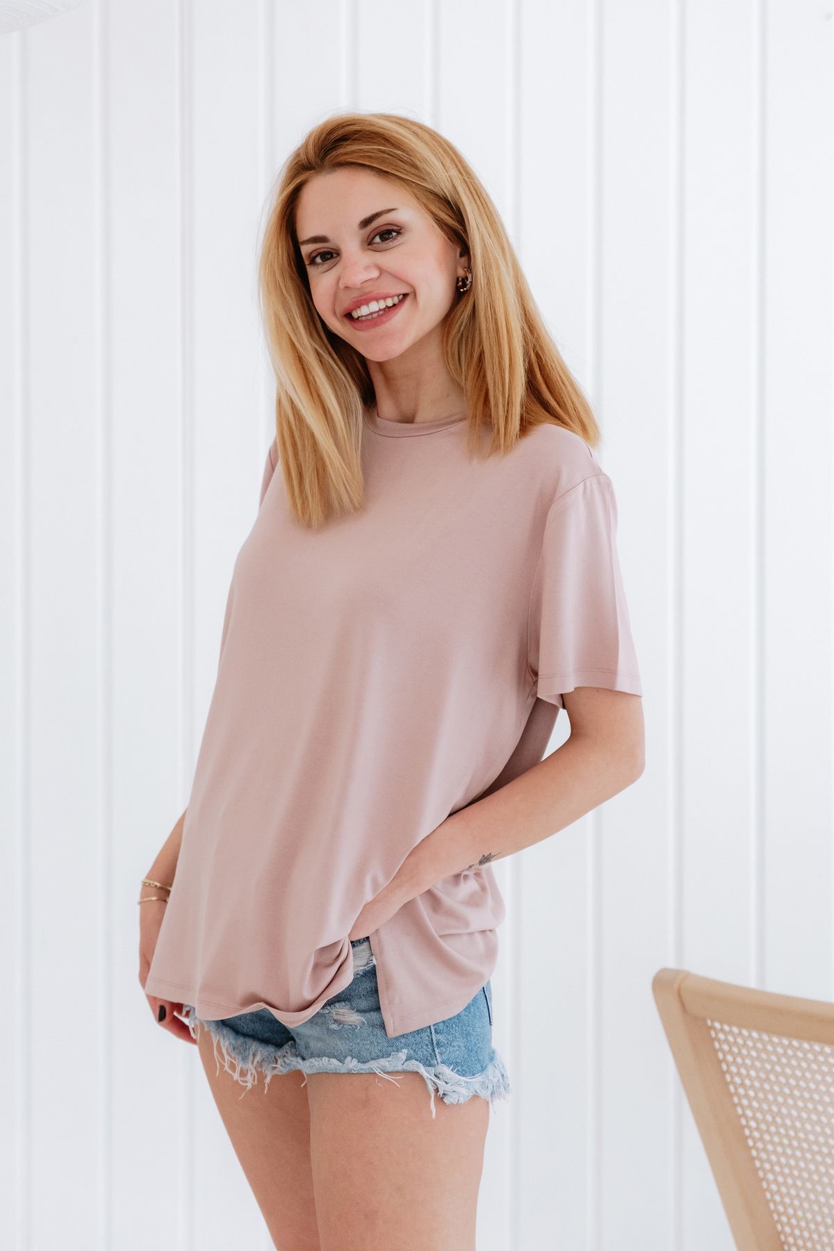 Lilabio Bisiklet Yaka Loose Fit Modal T-shirt