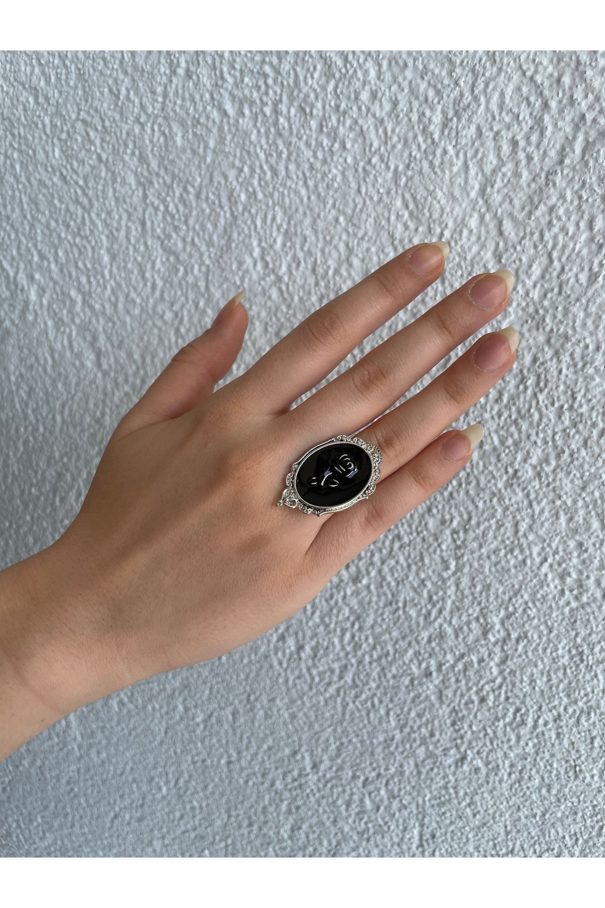 Home Gül Siyah Portre Ayarlanabilir Gotik Yüzük