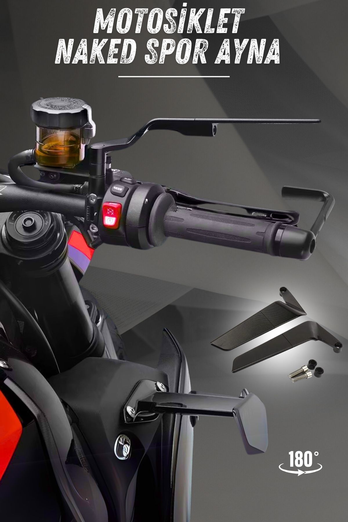 pinlock MOTOSİKLET AYNA V.2 H2 NAKED SPOR AYNA NAKED AYNA MOTOR AYNASI GENİŞ GÖRÜŞ AÇILI