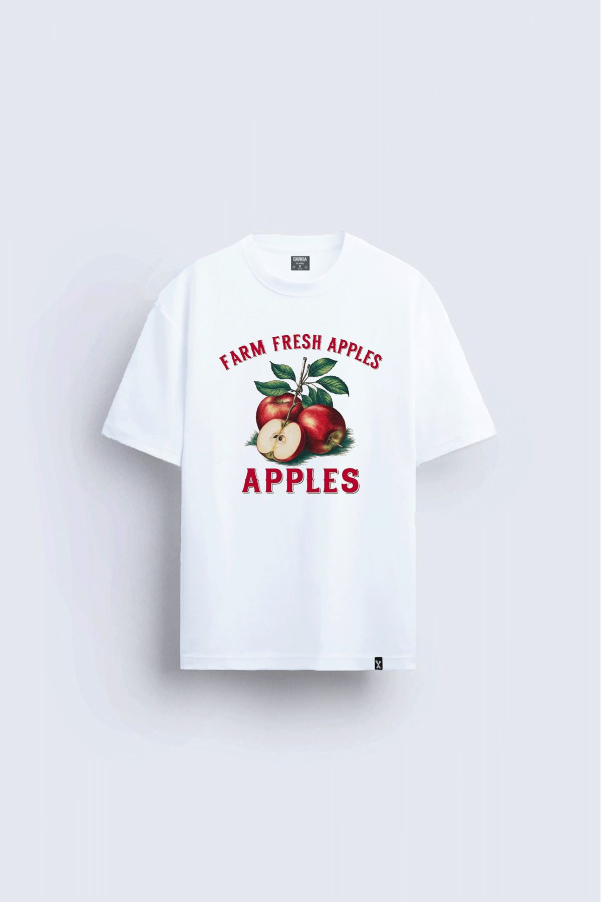 Darkia Elma Phabaj Baskılı Bisiklet Yaka Unisex Beyaz Tişört T-shirt