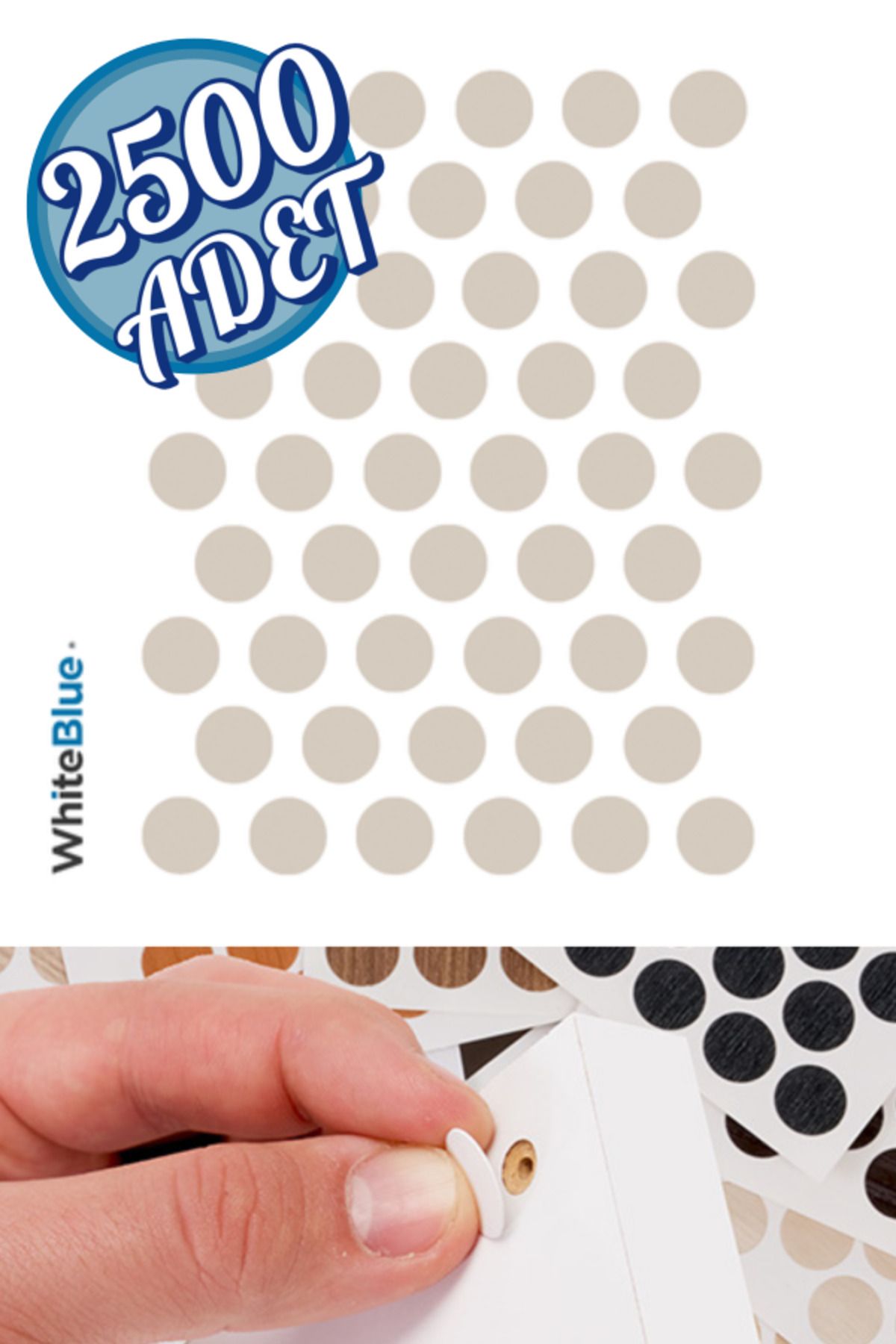 WhiteBlue Kaşmir HighGloss Vida Tapası Yapışkanlı 14mm
