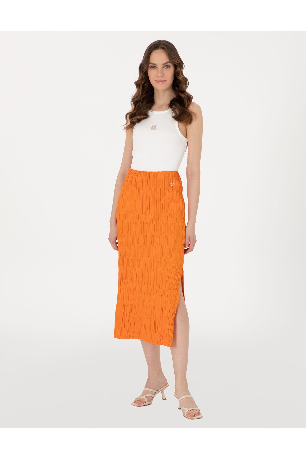 Pierre Cardin Turuncu Regular Fit Örme Etek 50301436-VR051