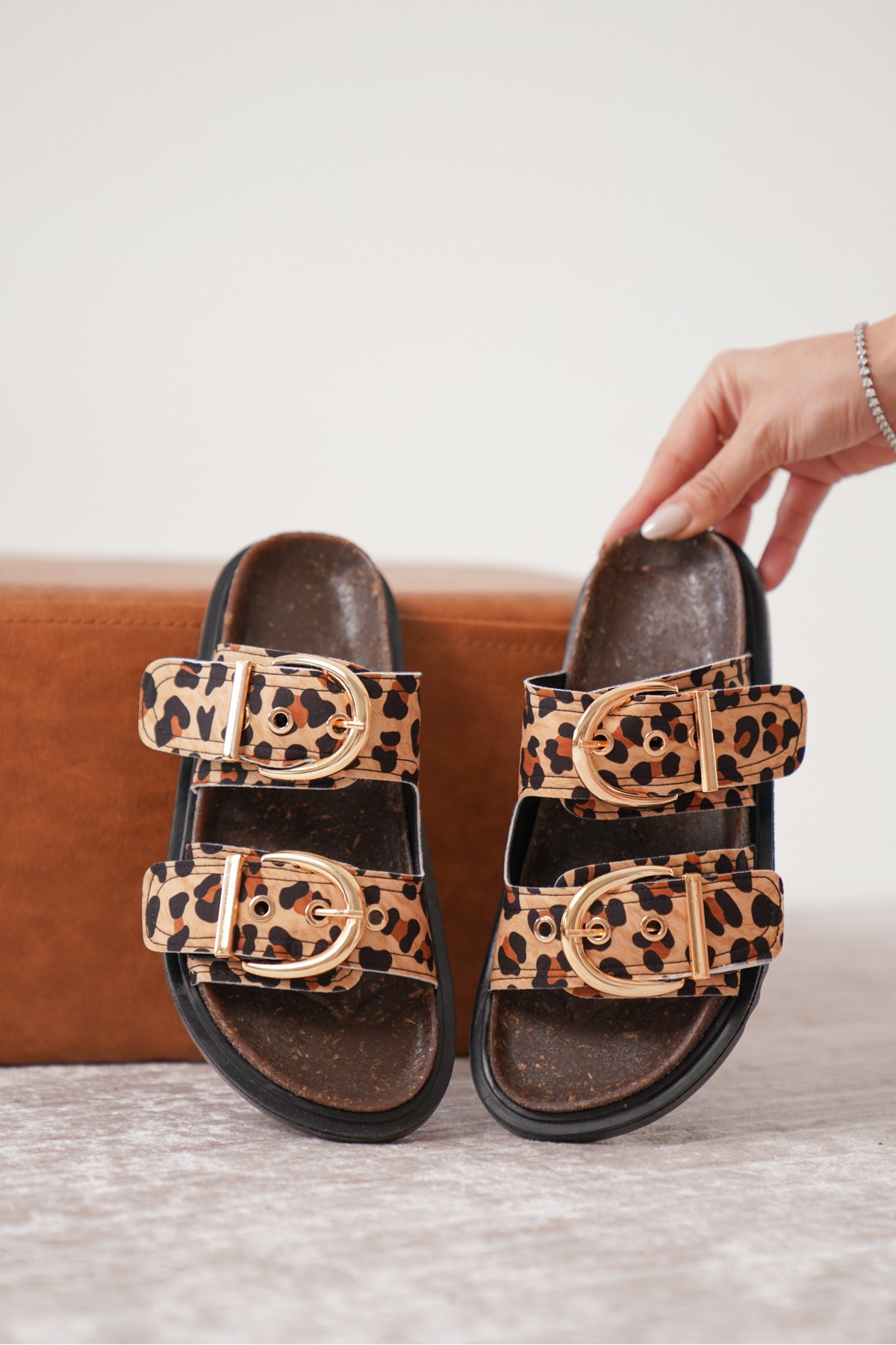 BAKGİY-Leopard Women's Double Buckle Non-Slip Sole Comfortable Daily Stylish Te Bg1165-122-0003 7
