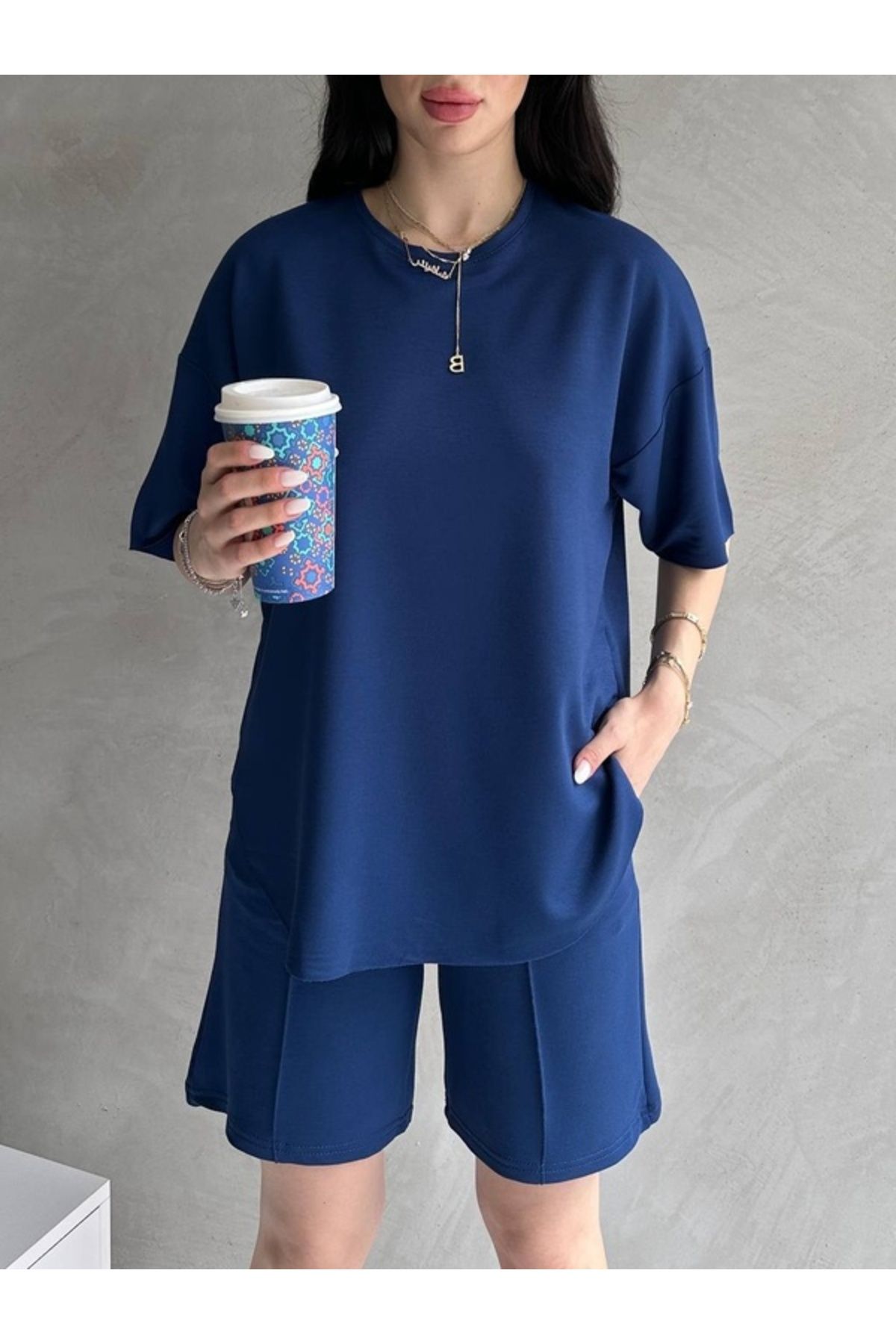 Butik Modal Kumaş Şortlu Takım