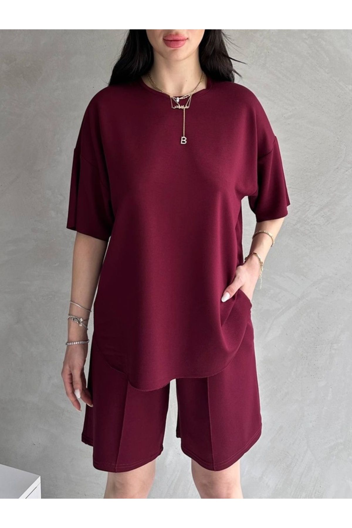 Butik Modal Kumaş Şortlu Takım