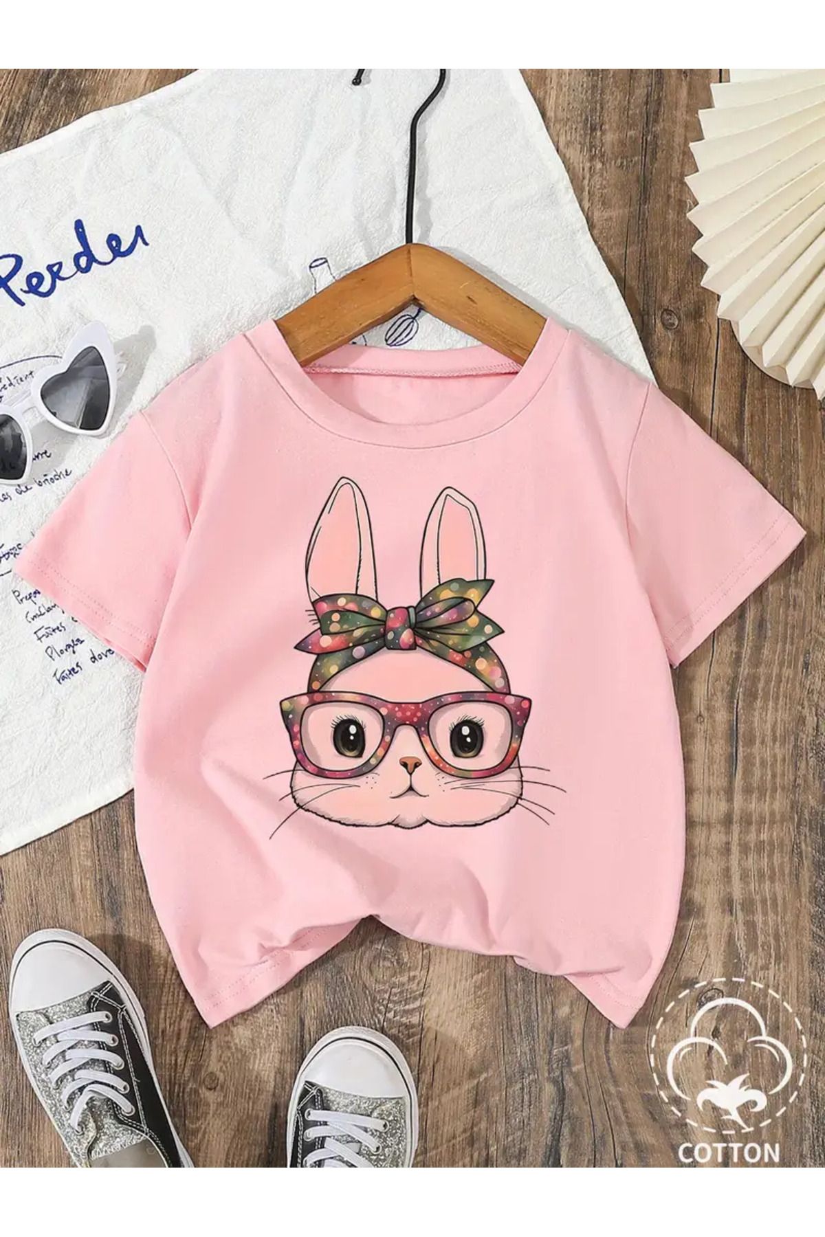 Afternoon Kids Tricou Confortabil Pentru Fete, Roz „sweet Bunny With Glasses”, Pre-imprimat Femeie - 13–14 years