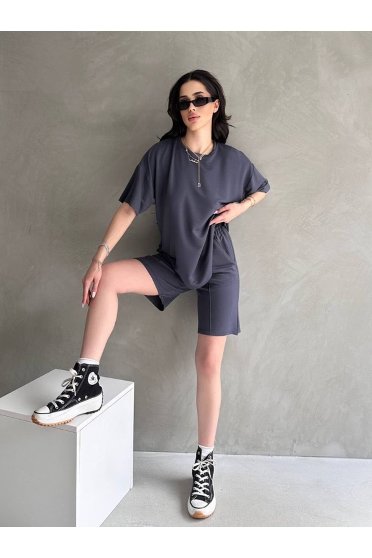 Butik Modal Kumaş Şortlu Takım