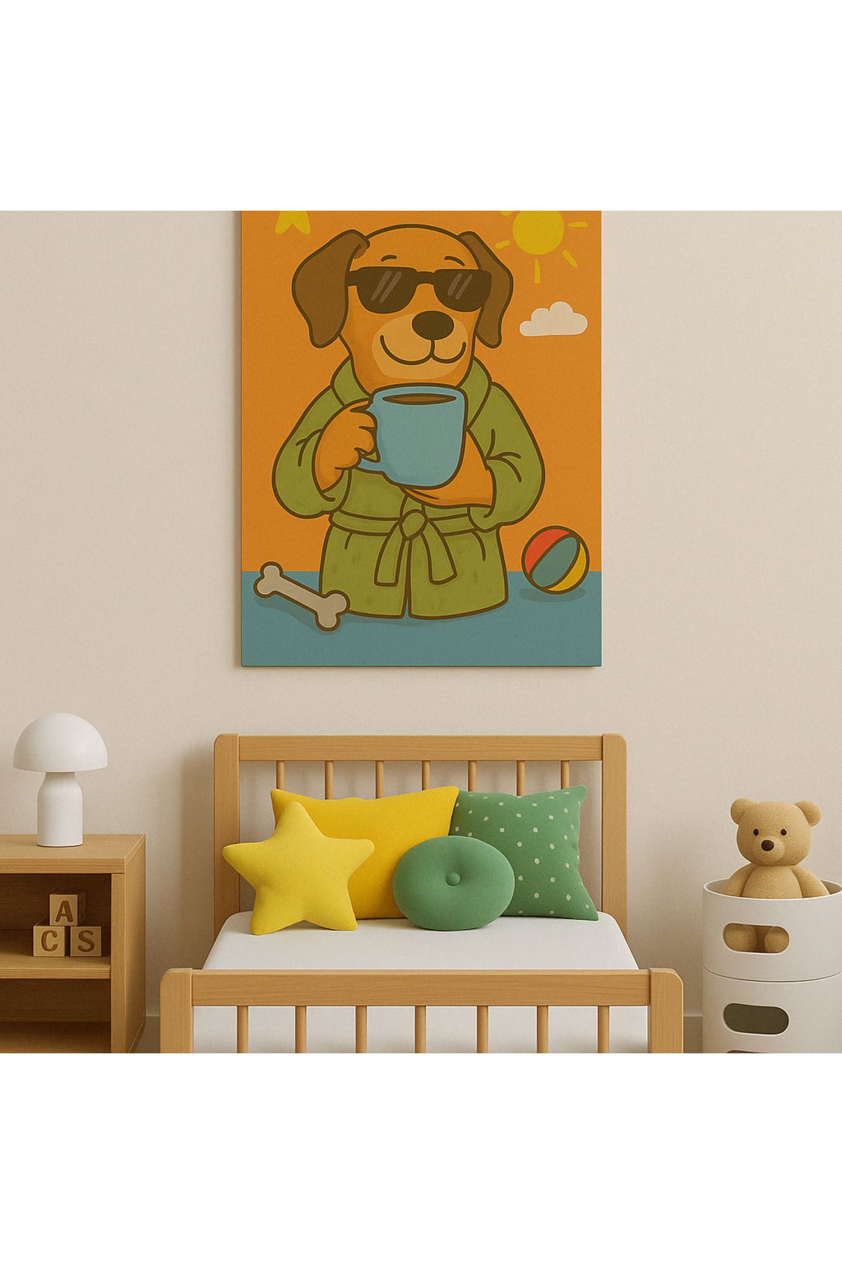 ni decor "Sabah Keyfi" - Neşeli Köpek Canvas Tablo