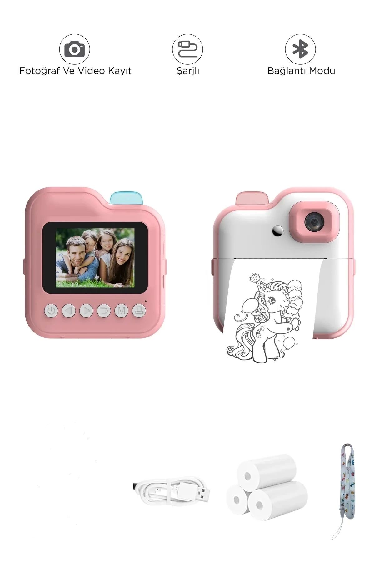 No8 Home Dijital Video Kayıt Fotoğraf Çocuk Kamerası Anlık Termal Resim Kağıt Baskılı