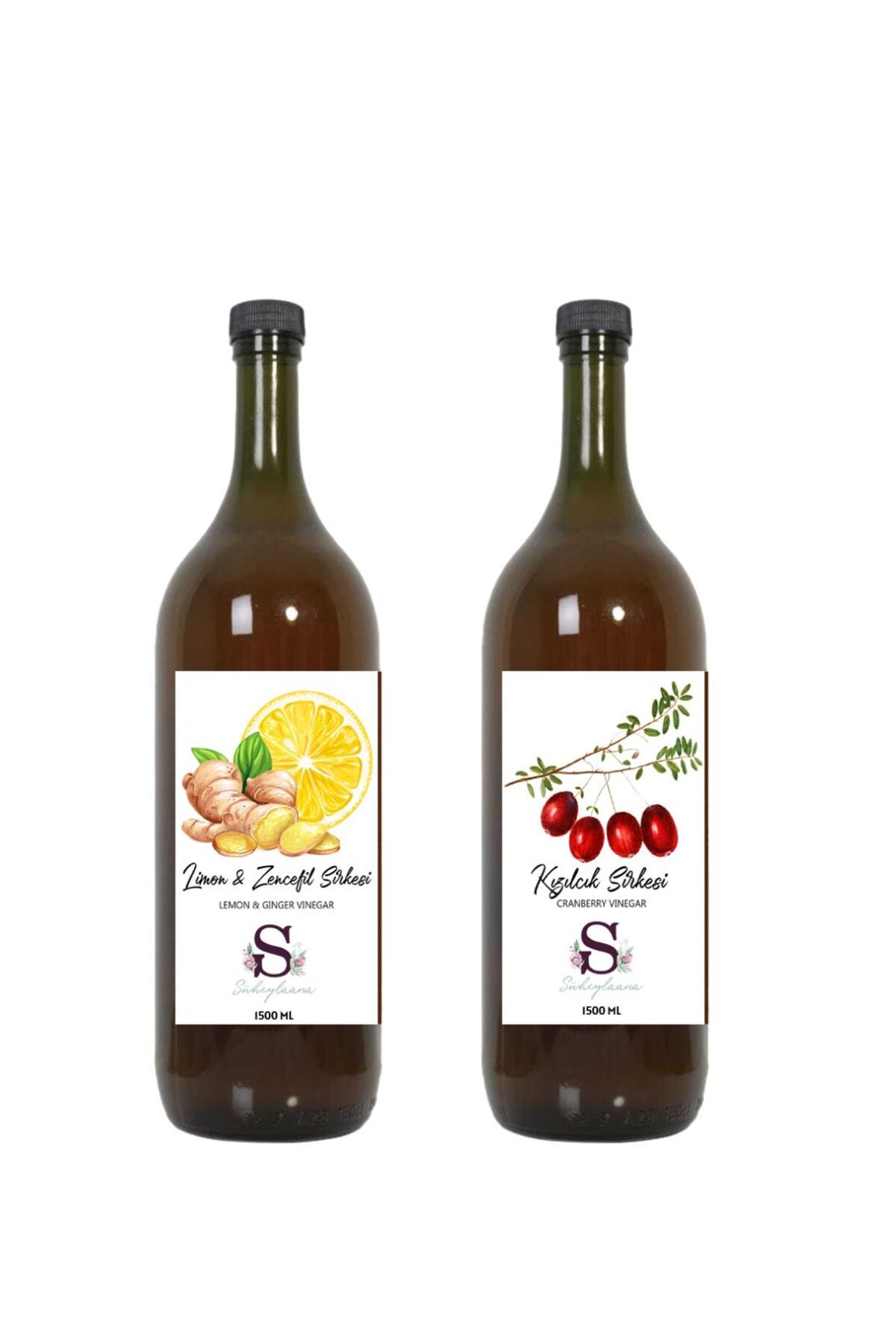 Süheylaana Doğal Limon & Zencefil Sirkesi 1500 Ml - Doğal Kızılcık Sirkesi 1500 Ml