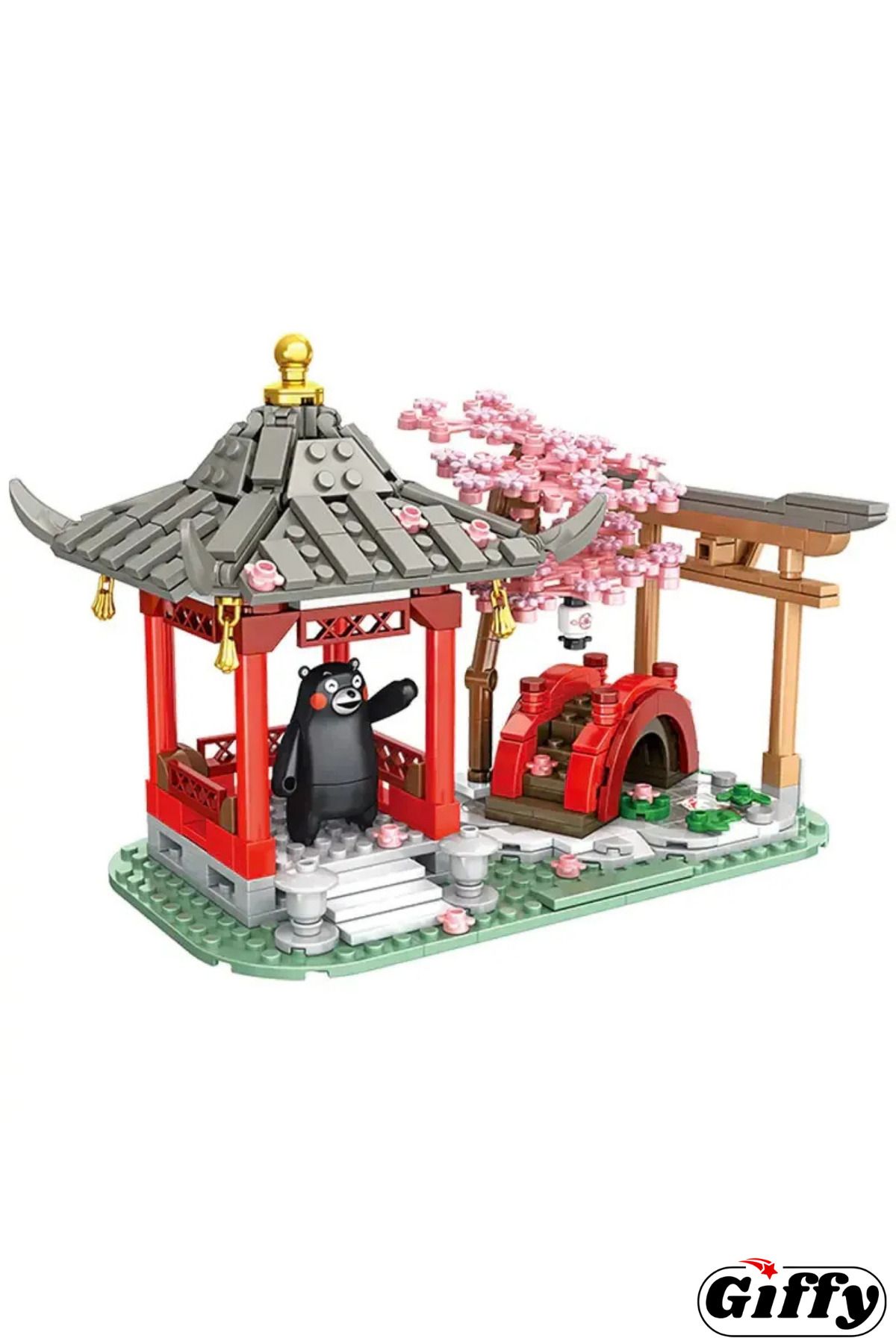 giffy-Kumamoto Bear and Cherry Blossom Park 537 Pieces Blocks Set Building Mini Block Boxed Interactive Hobby Set 5