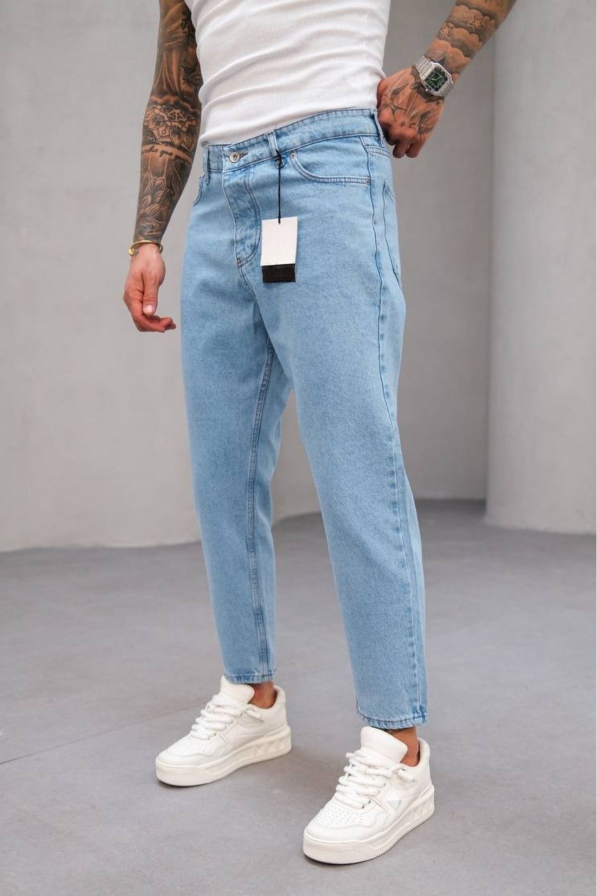 HOUSEOFGRIZZLY Boyfriend Mavi Kot Pantolon