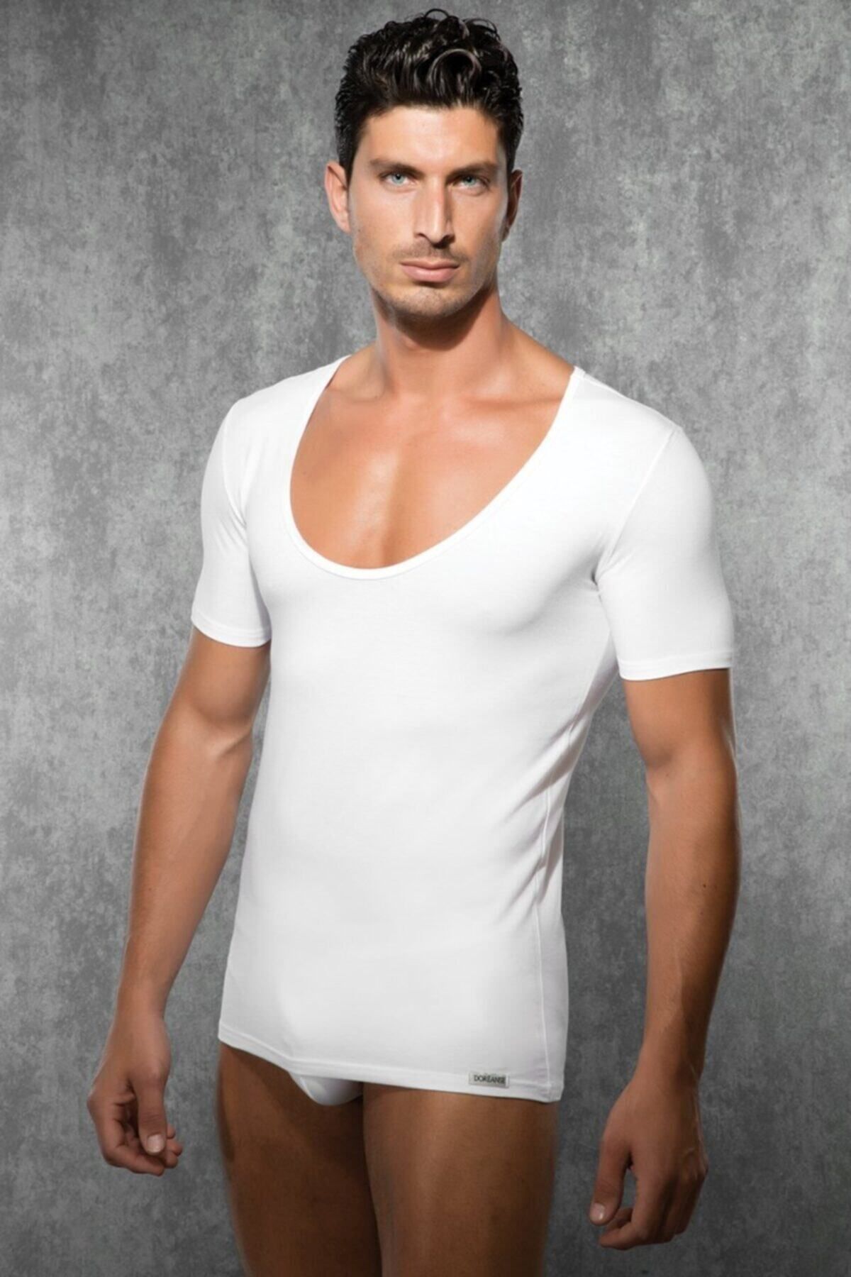 inkasole Geniş Yuvarlak Yaka Erkek T-shirt 2520 Beyaz