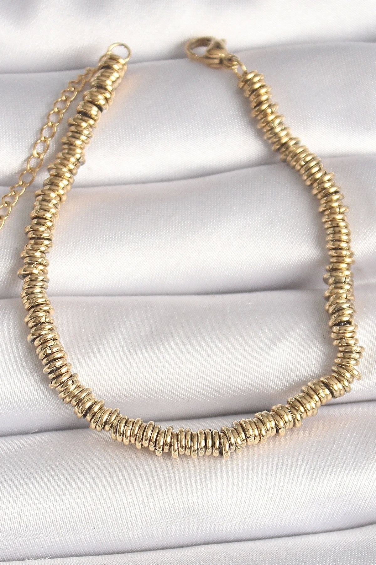 STOREMAX 316L Çelik Gold Renk Çoklu Minimal Halka Model Kadın Bileklik