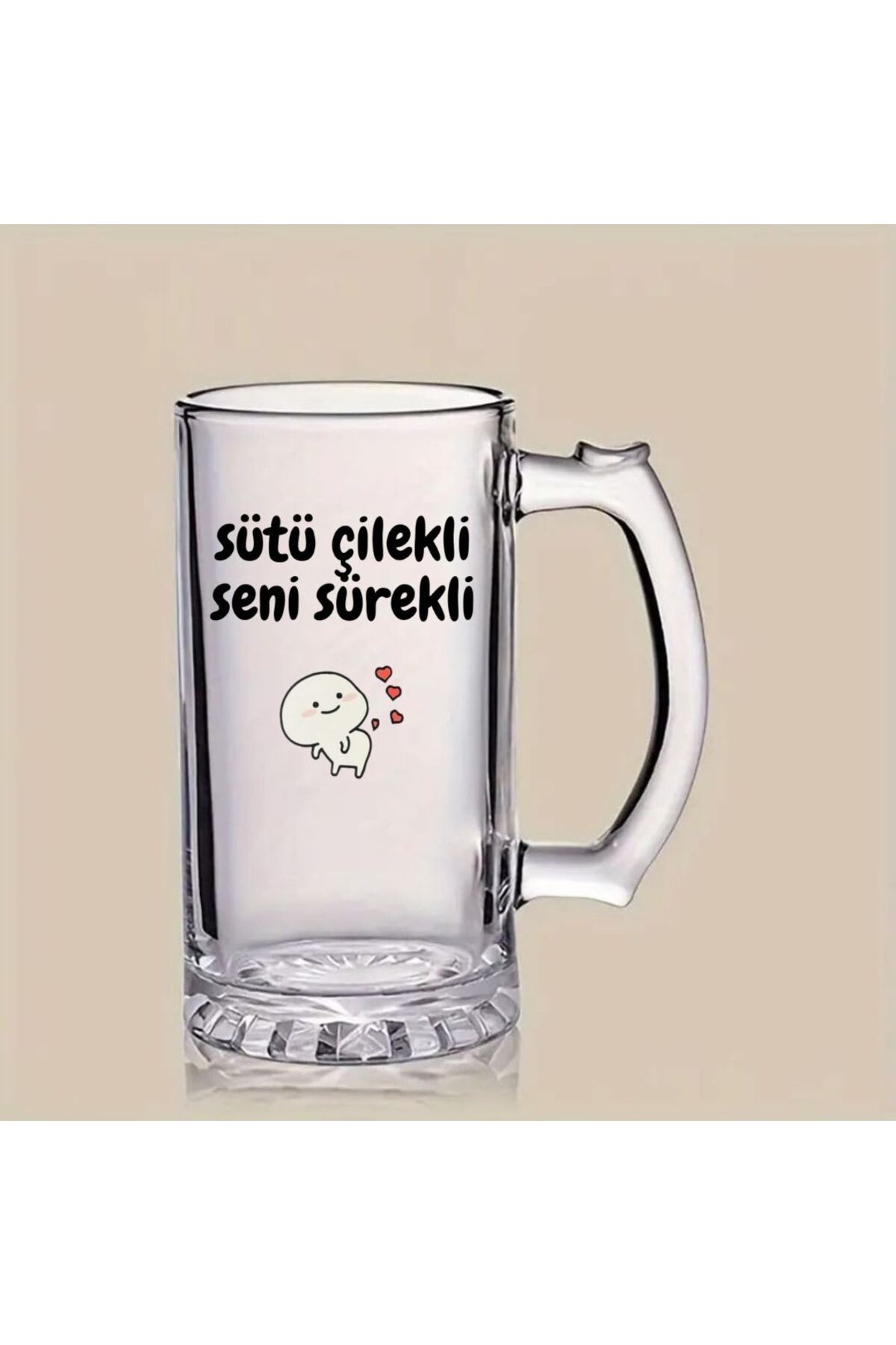 Çılgıntrend Sütü Çilekli Seni Sürekli Tasarımlı Arjantin Bardağı Kulplu Bardak
