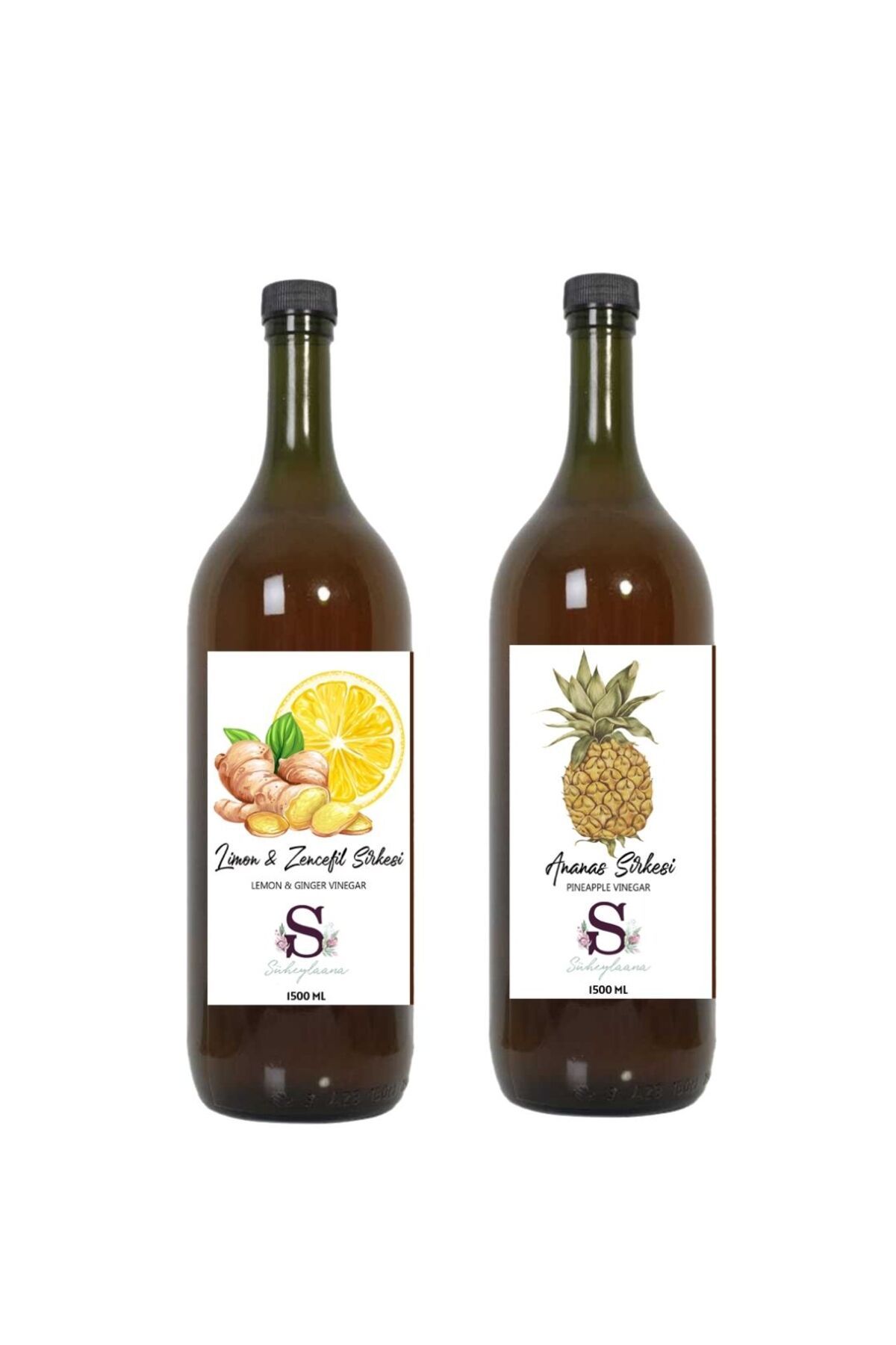 Süheylaana Doğal Limon & Zencefil & Zencefil Sirkesi 1500 Ml - Doğal Ananas Sirkesi 1500 Ml