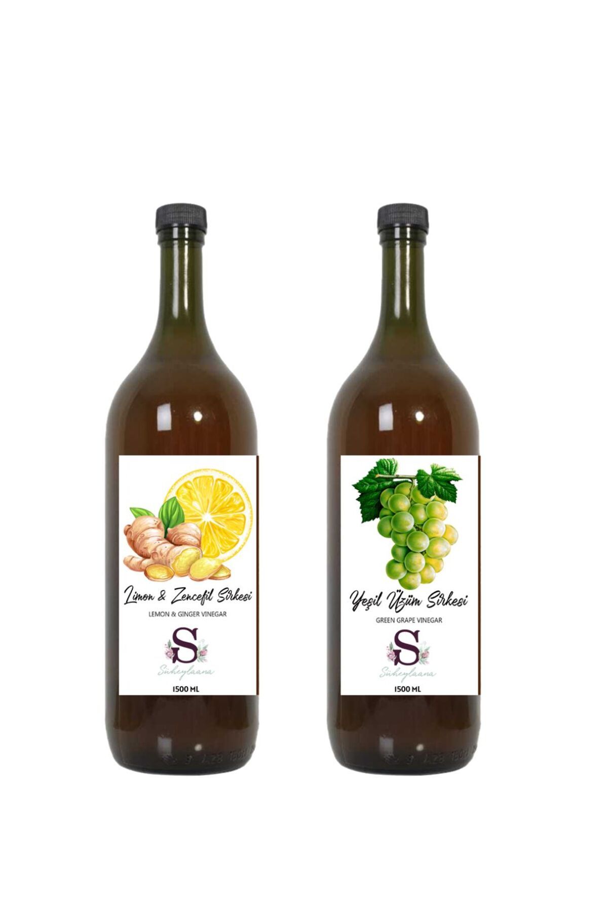 Süheylaana Doğal Limon & Zencefil Sirkesi 1500 Ml - Doğal Yeşil Üzüm Sirkesi 1500 Ml