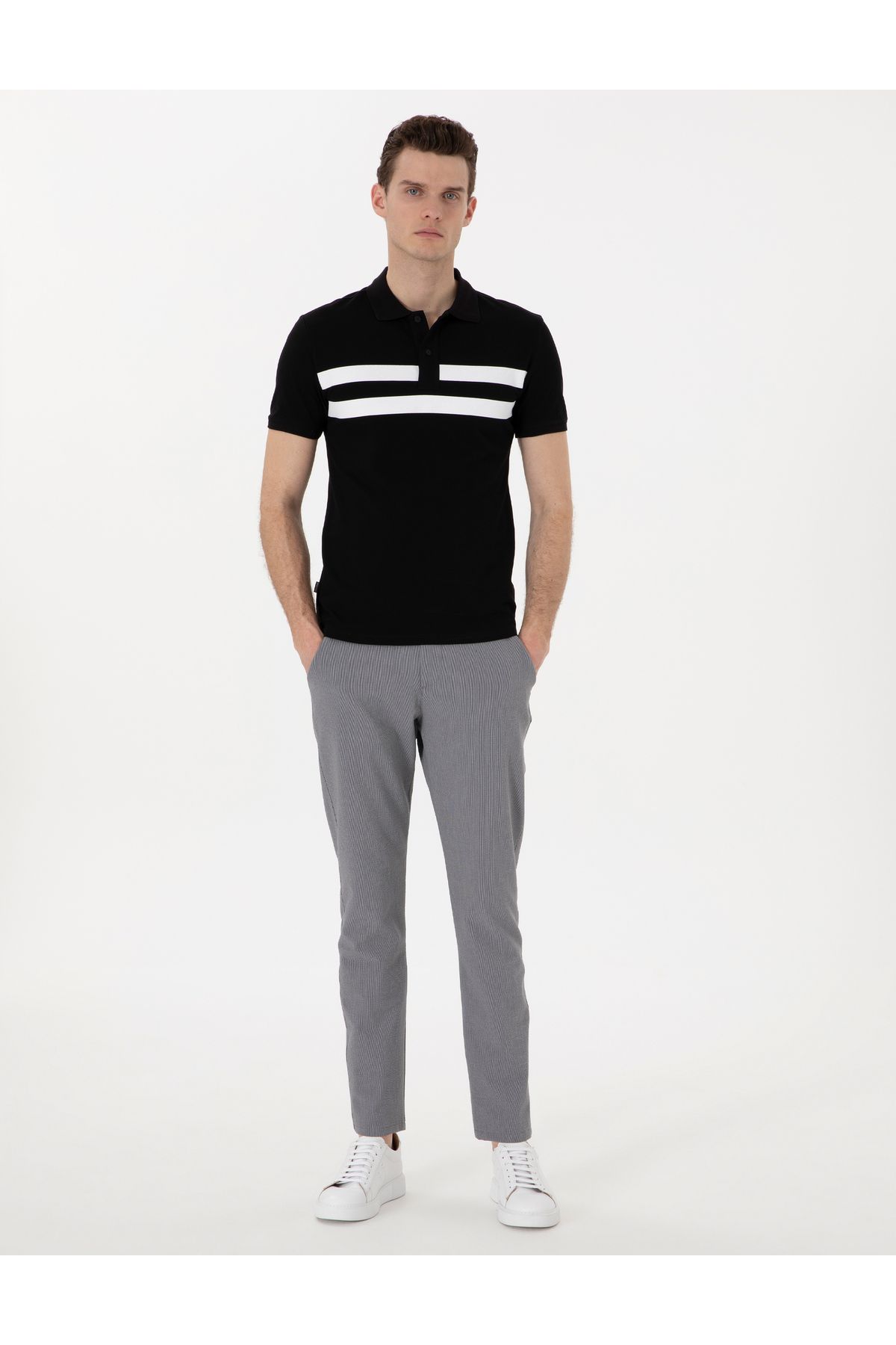 Pierre Cardin Gri Slim Fit Gofre Kanvas Pantolon 50308099-VR024