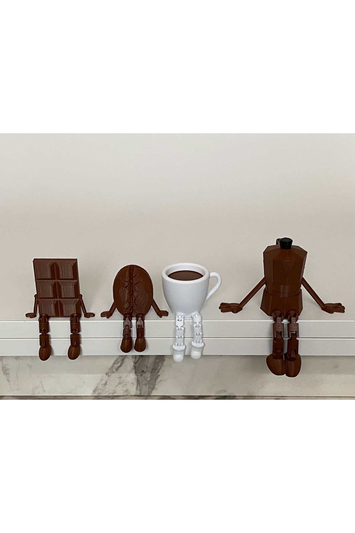Layerworks Kahve Aşkına Özel 3D Figür Seti – Çikolata, Çekirdek, Fincan ve Moka Pot Biblo