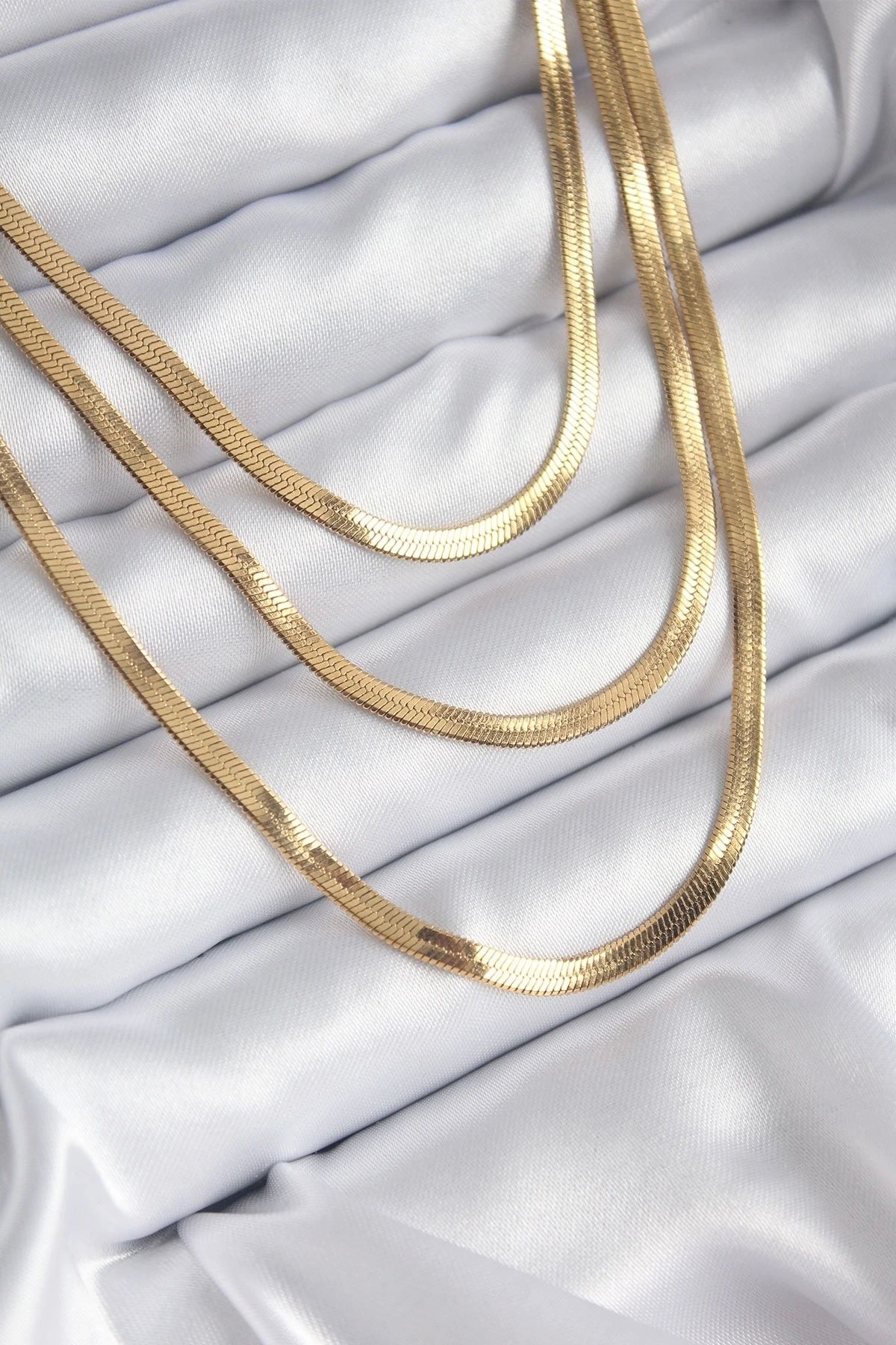 STOREMAX 316L Çelik Gold Renk 3'lü İtalyan Zincir Model Kadın Kolye