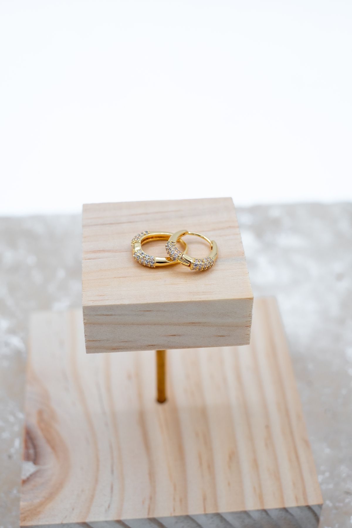 ATELİER BEREN Zirkon Halo – Gold & Silver Işıltı Küpesi