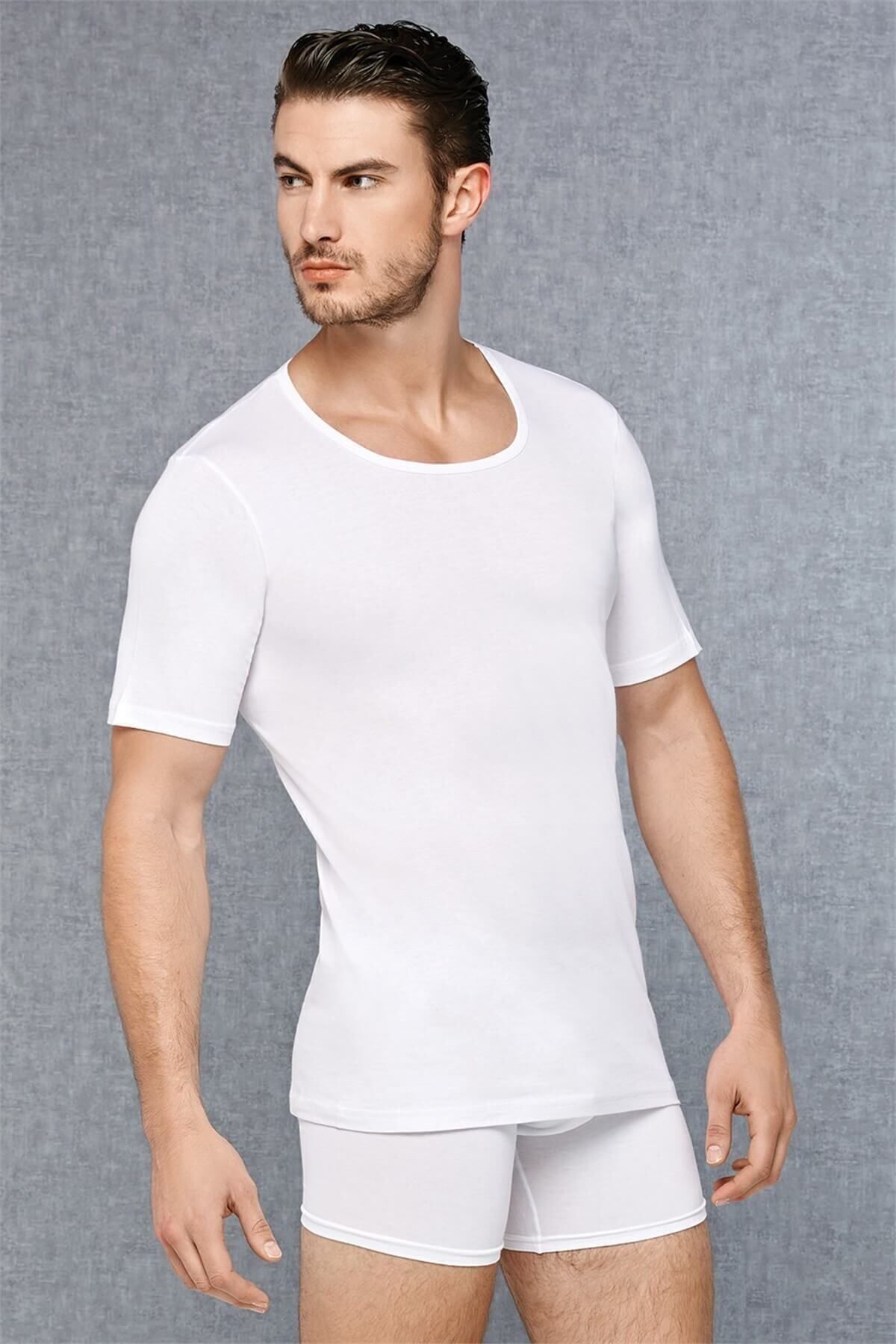 inkasole Pamuklu Erkek T-shirt 2510 Beyaz