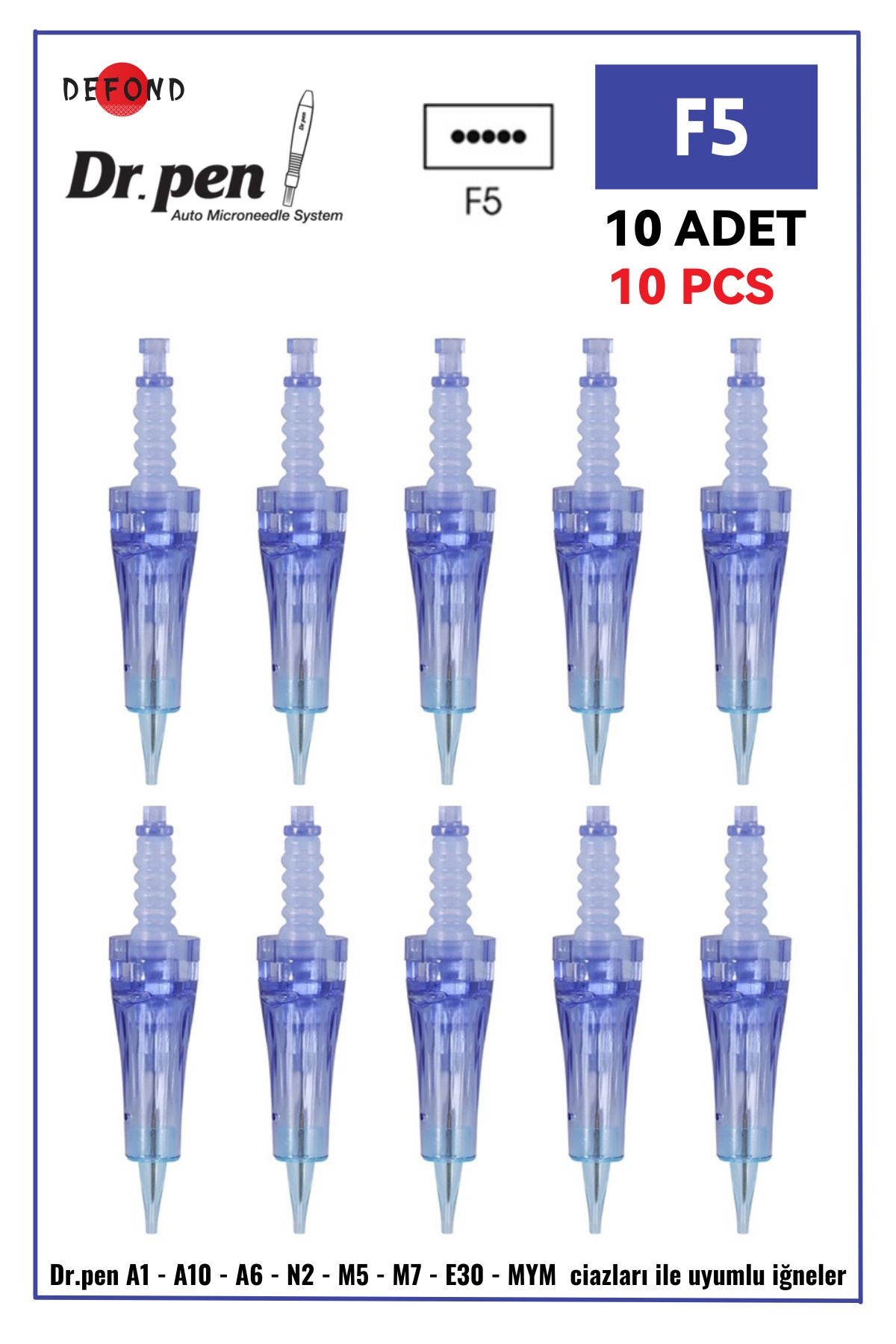 DEFOND Dr Pen A6-a10-a1-n2-m5-m7-e30-mym Uyumlu Iğneleri 10 Adet 5 Pin