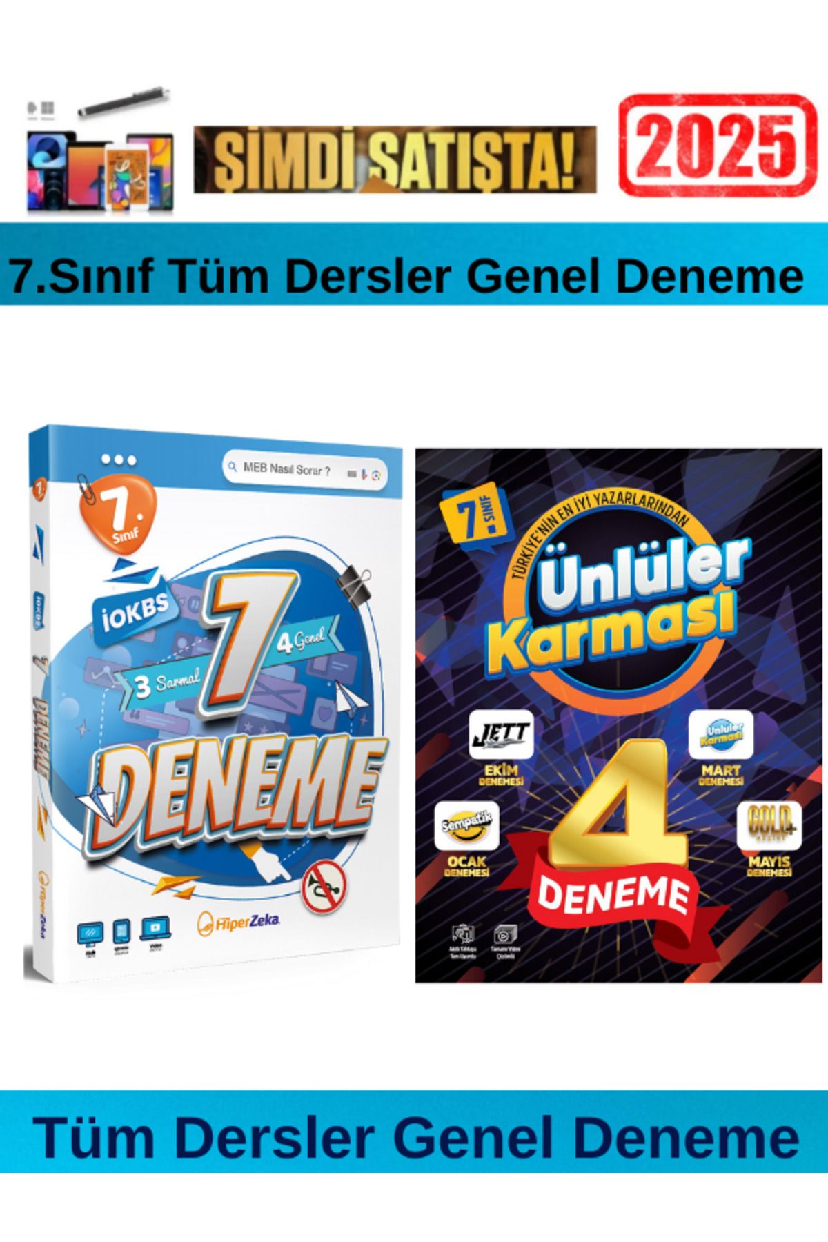 Hiper Zeka Yayınları 7.Sınıf Tüm Dersler İokbs 3 Sarmal-4 Genel 7 Adet Deneme+Ünlüler 7 .Sınıf Tüm Dersler 4 Genel Deneme