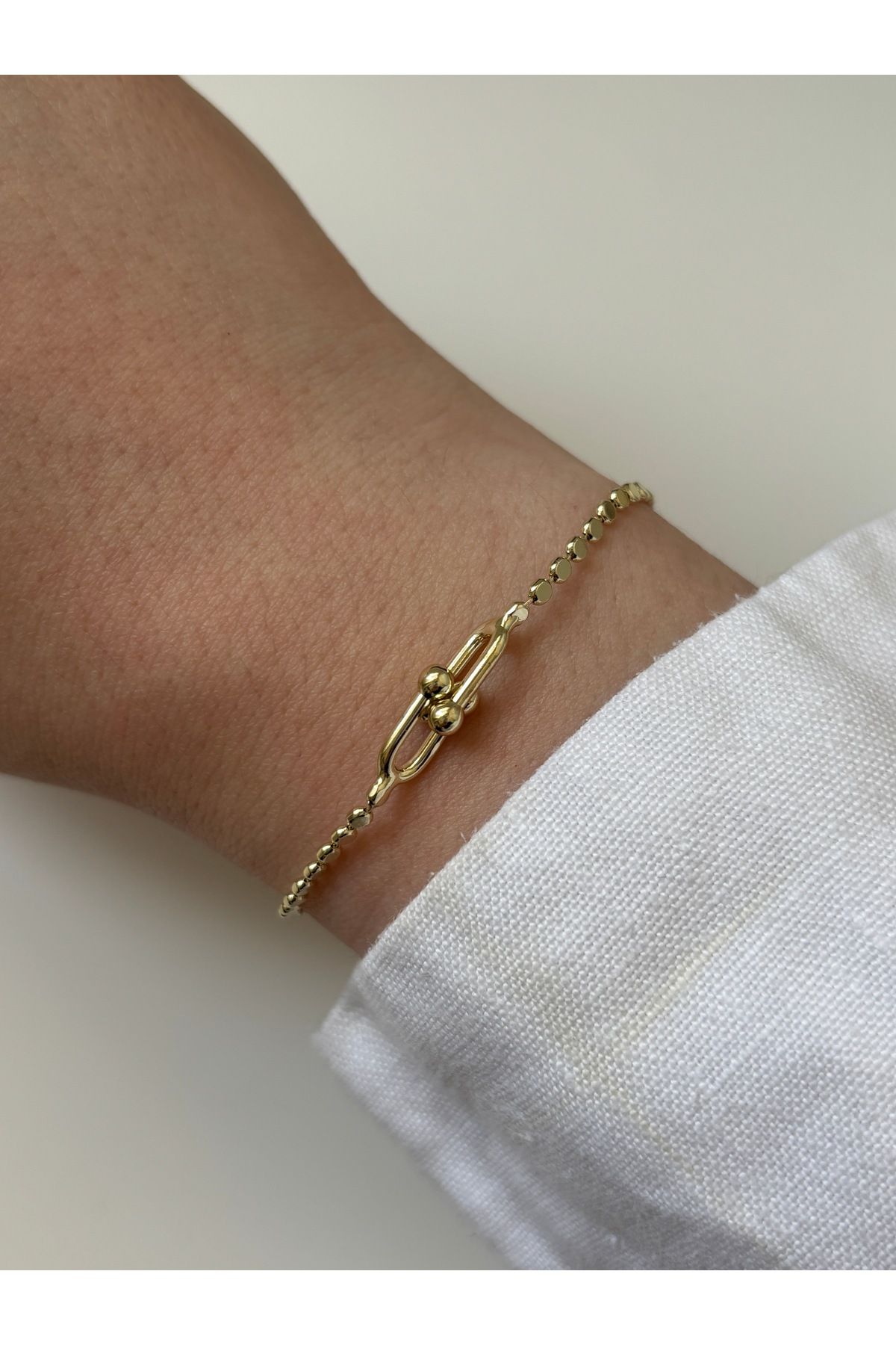midnayt Pirinç Üzeri Altın Kaplama Ortası Figürlü Vip Gold Bileklik 17/20 cm