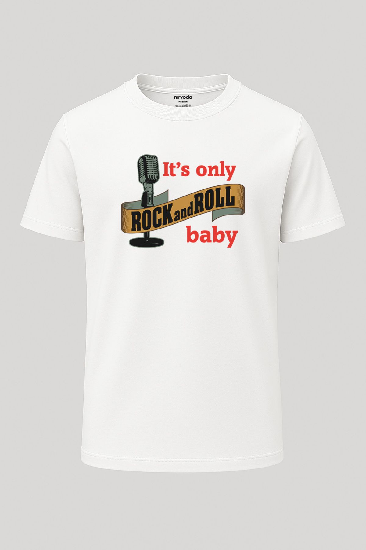 nirvoda Unisex Rock and Roll Baby Baskılı Rock Tişört - Uzun T-shirt