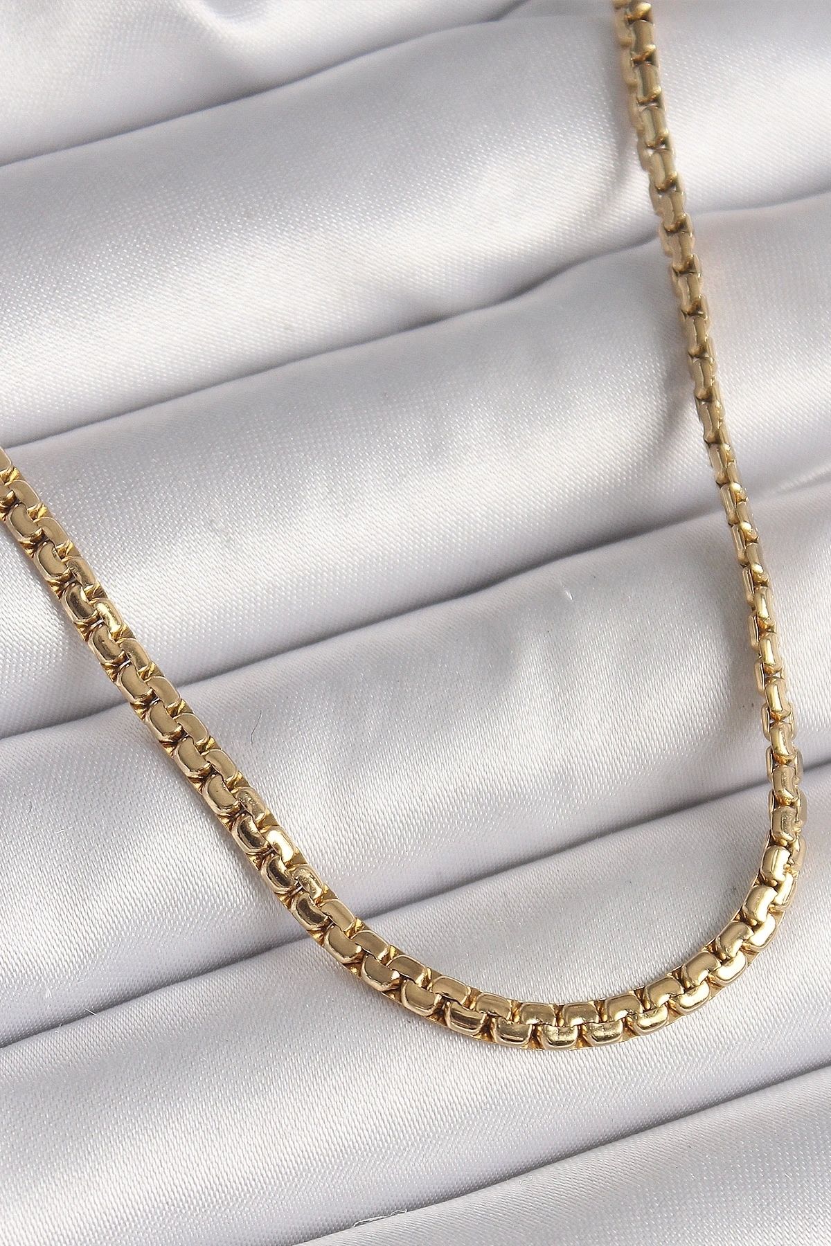STOREMAX 316L Çelik Gold Renk Yassı Zincir Model Kadın Kolye