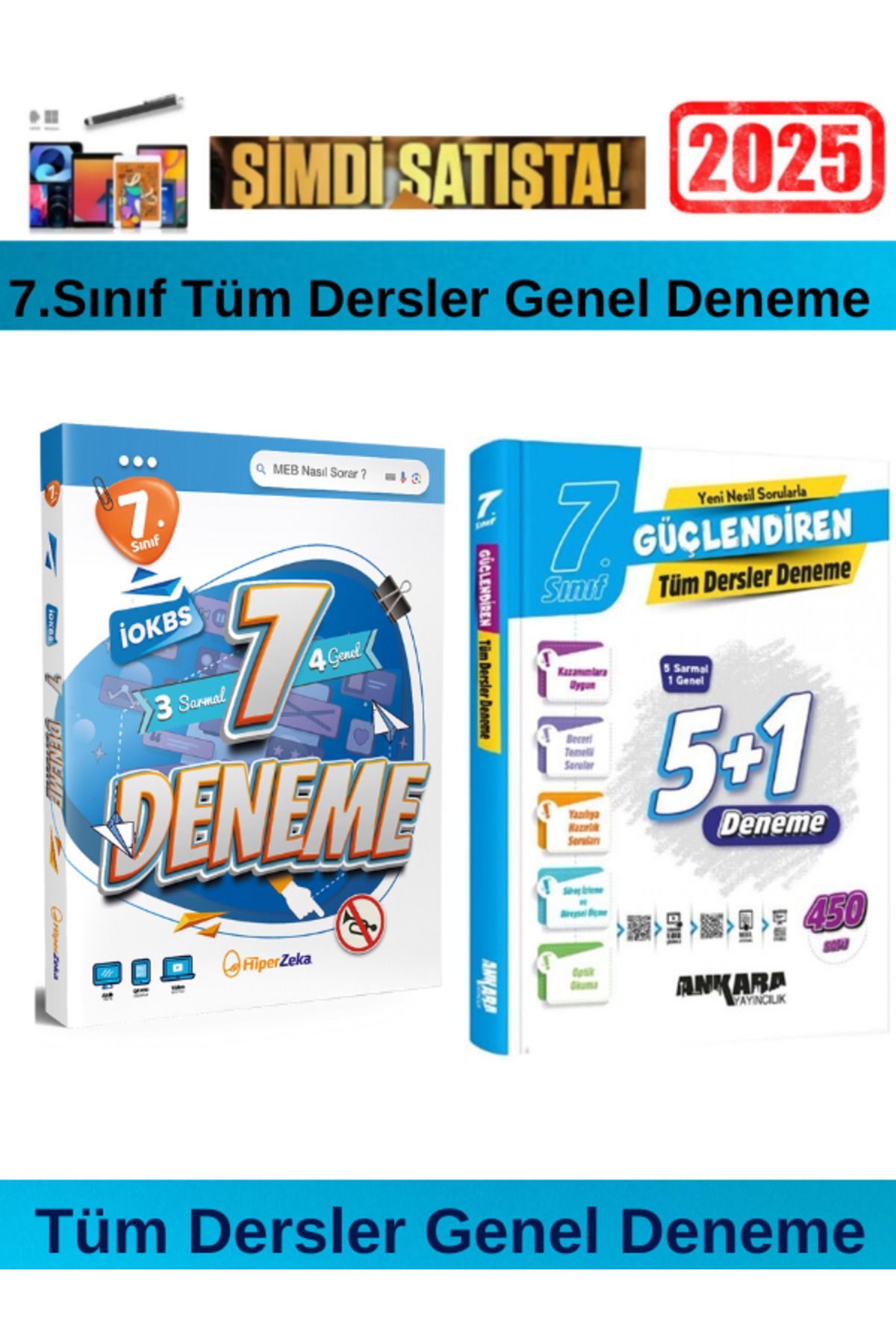 Hiper Zeka Yayınları 7.Sınıf Tüm Dersler İokbs 3 Sarmal-4 Genel 7 Deneme+Ankara 7.Sınıf Güçlendiren 5+1 Genel Deneme