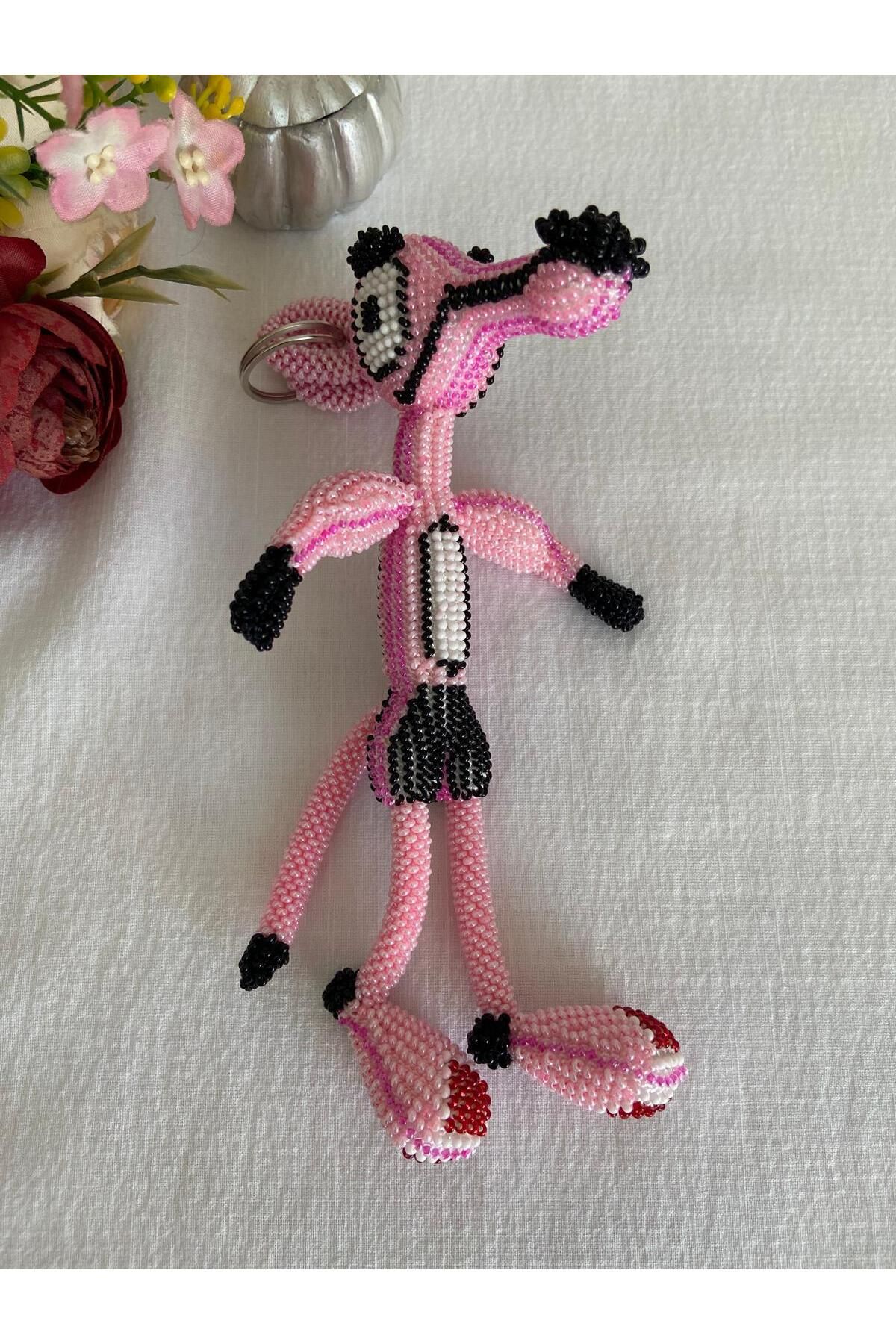 Handmade KUM BONCUK EL İŞİ PEMBE PANTER ANAHTARLIK VE AKSESUAR