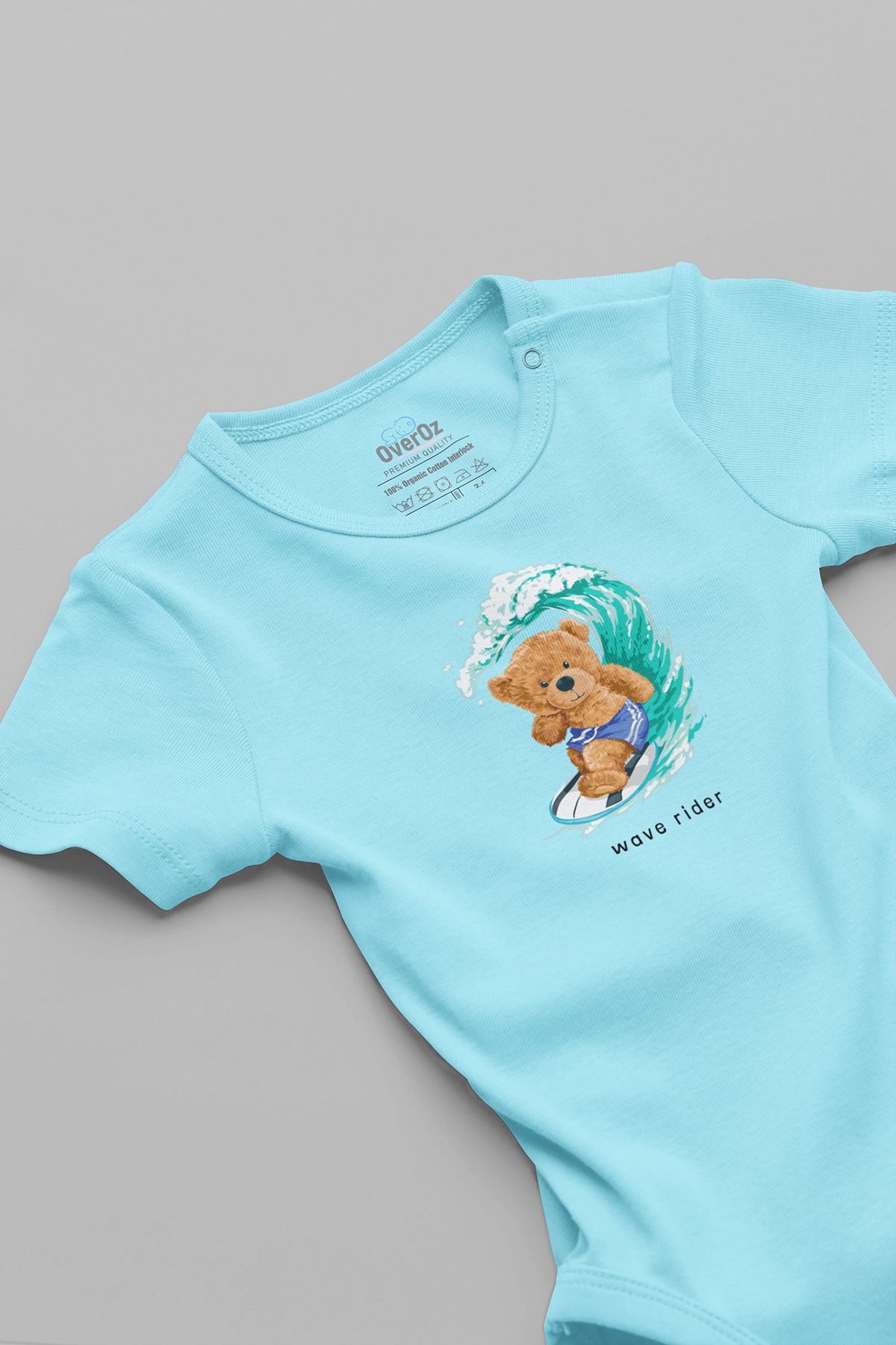 Overoz Teddy Bear Sörf Baskılo Bebek Body Çıtçıtlı Badi Zıbın Tulum 5297-T
