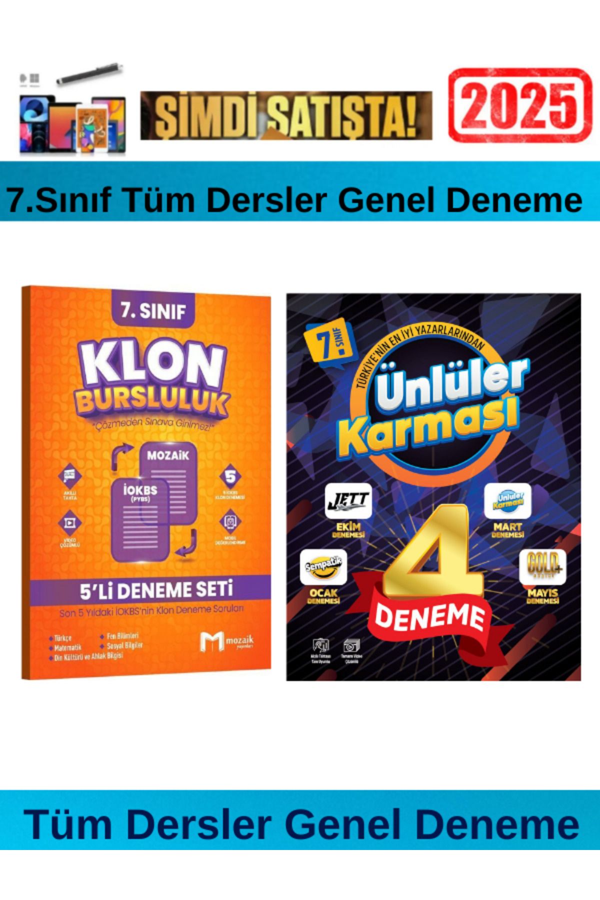 Ens Yayıncılık Mozaik 7.sınıf Klon Tüm Dersler İokbs Genel 5 Deneme+Ünlüler Karması 7 .Sınıf 4 Genel Deneme